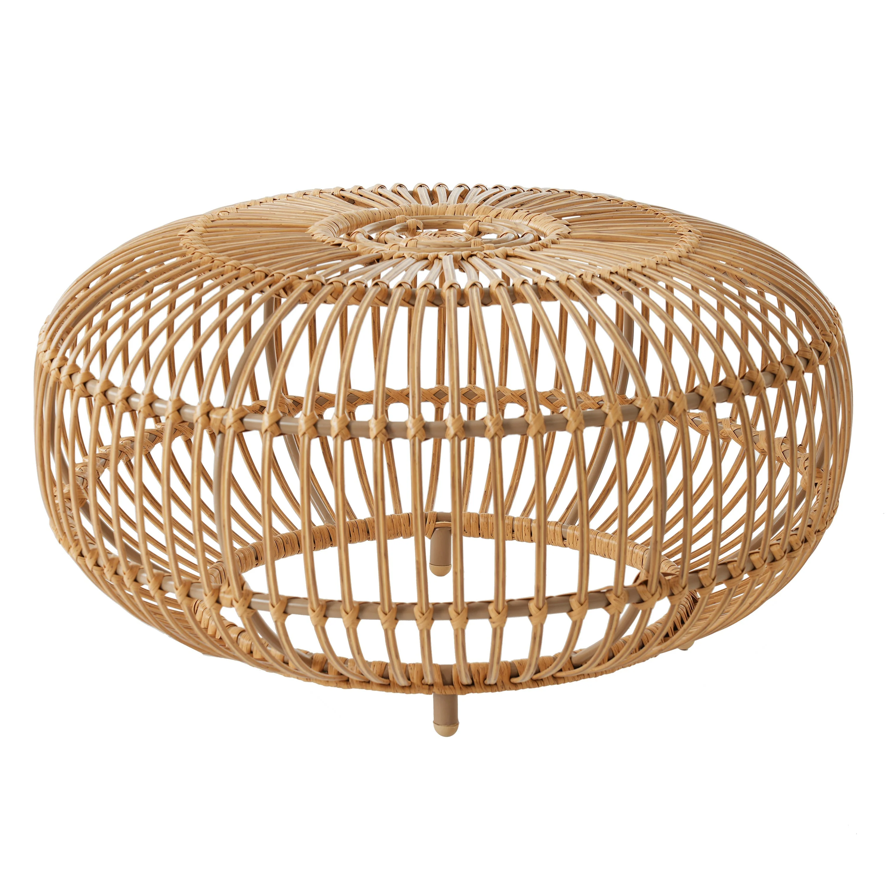 Coffee Table - Bohemian Faux Rattan Weave Accent Table - Image 6