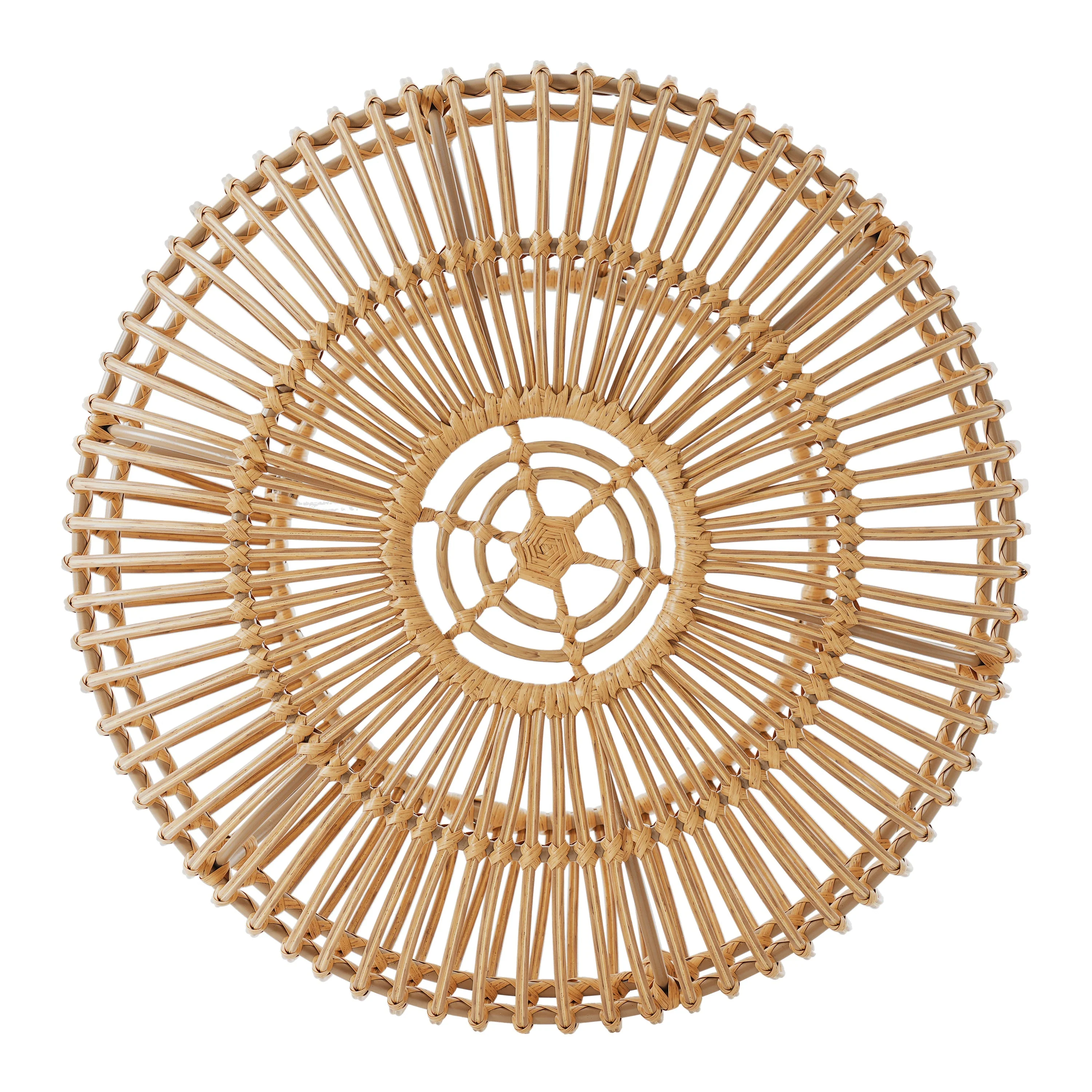 Coffee Table - Bohemian Faux Rattan Weave Accent Table - Image 7