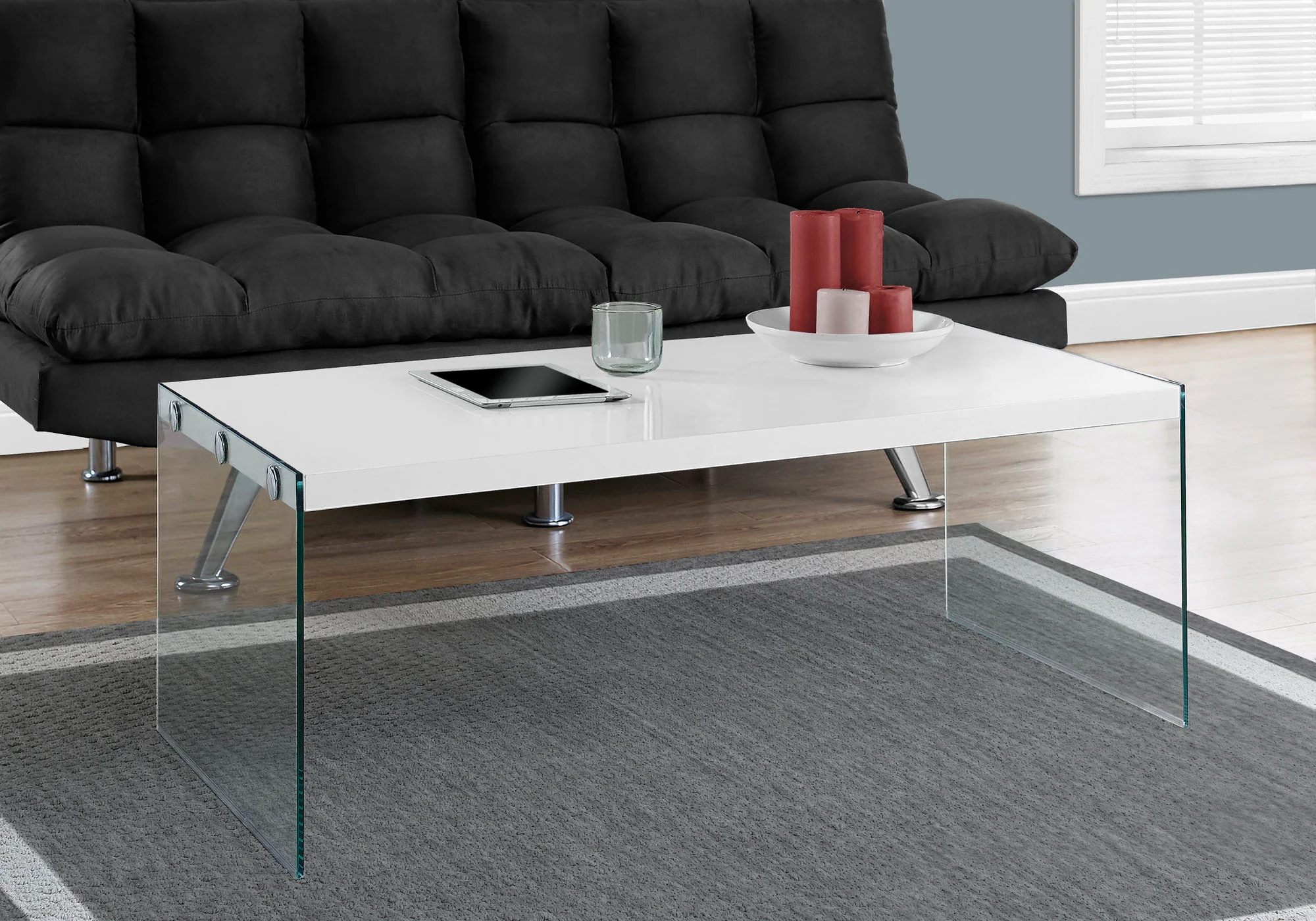 Coffee Table Rectangular For Living Room Clear Tempered Glass - Image 2