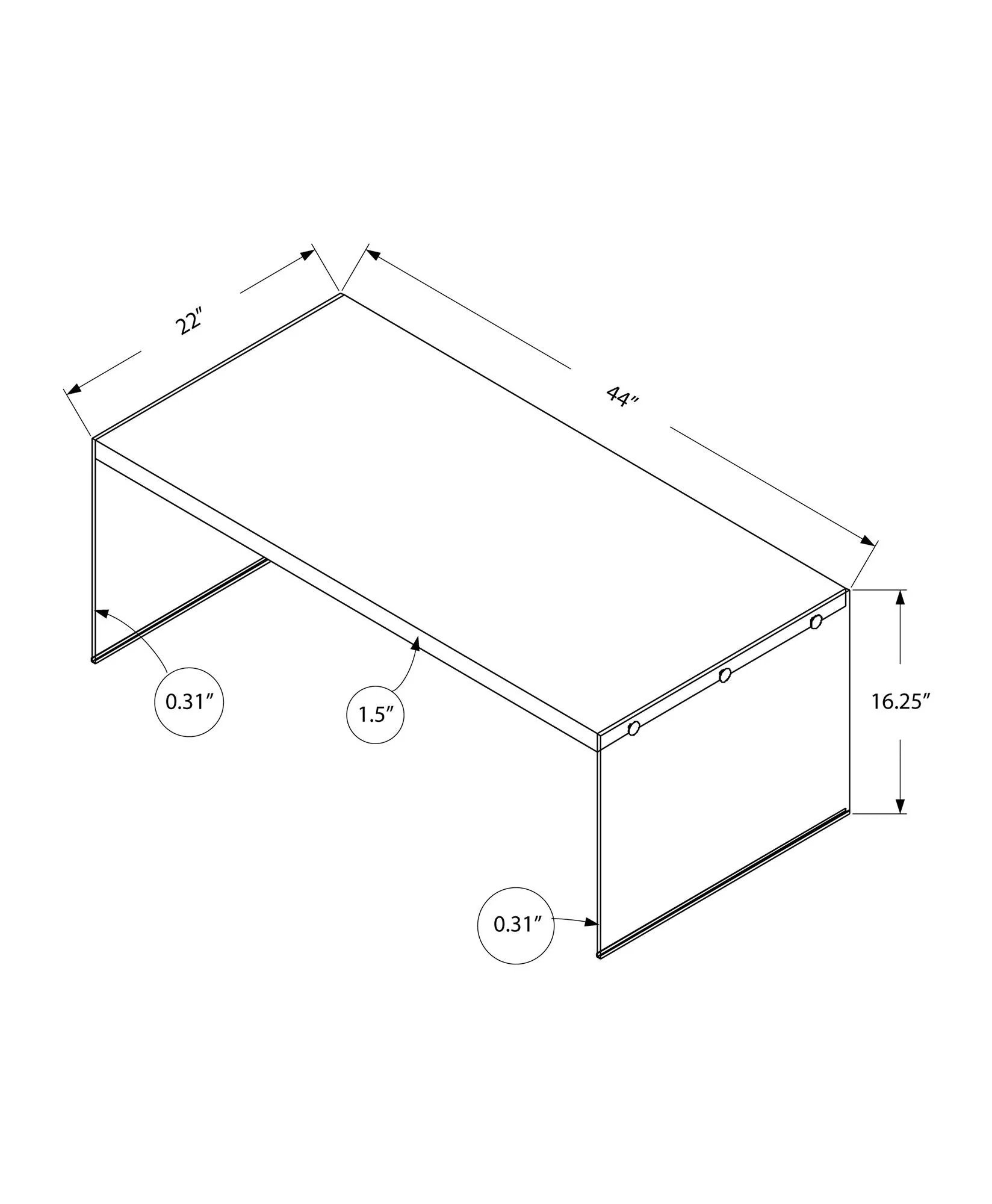Coffee Table Rectangular For Living Room Clear Tempered Glass - Image 5