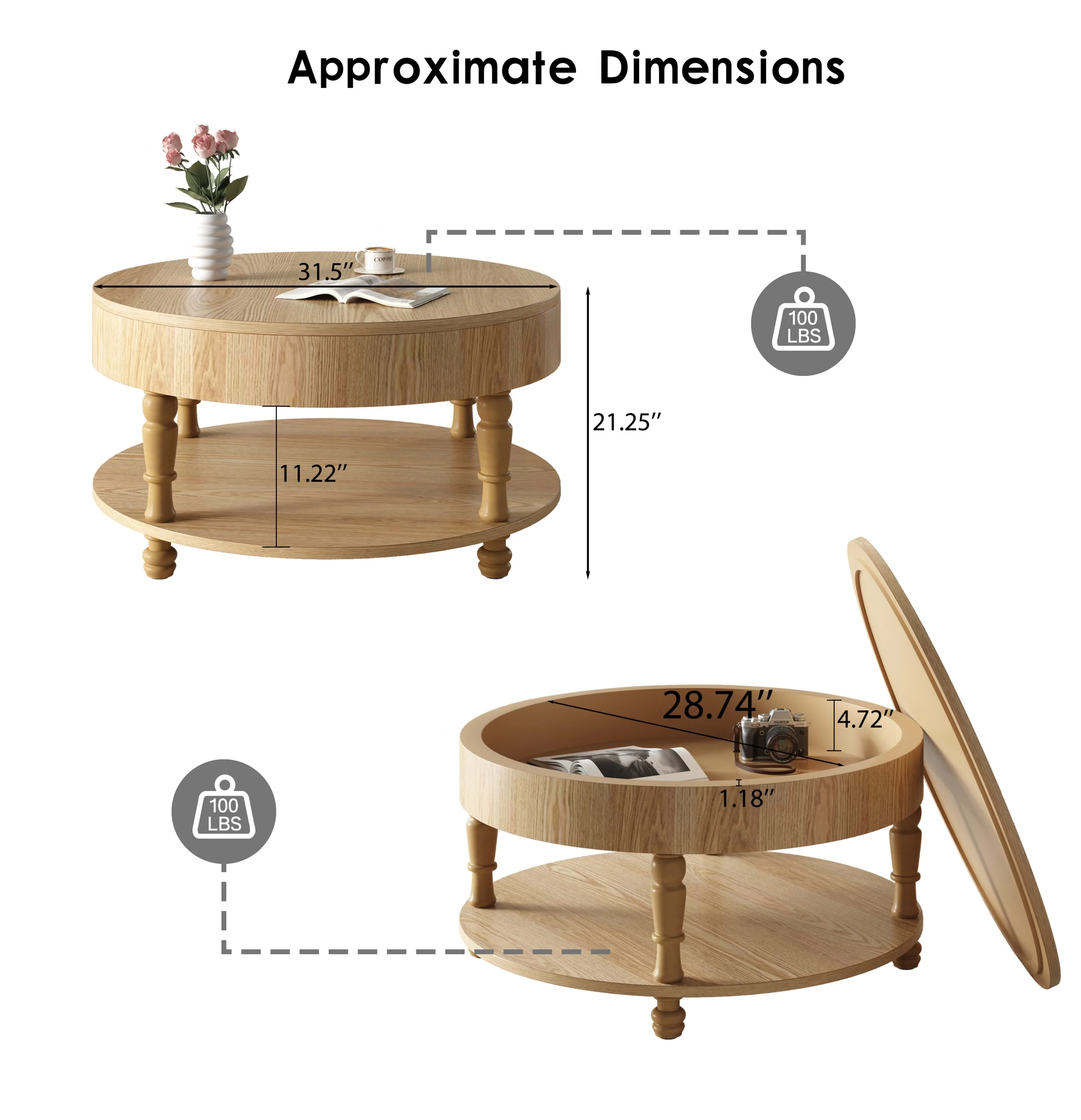 Coffee Table with Dual Storage for Living Room - Image 17