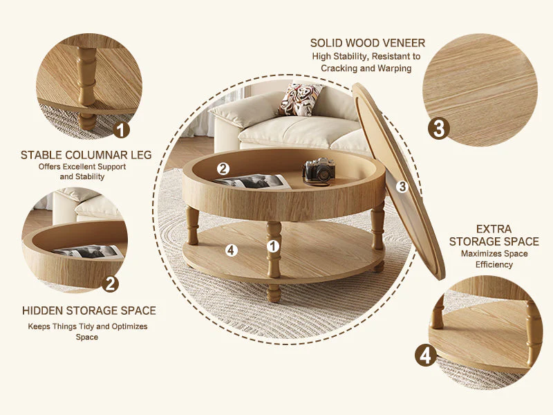 Coffee Table with Dual Storage for Living Room - Image 6
