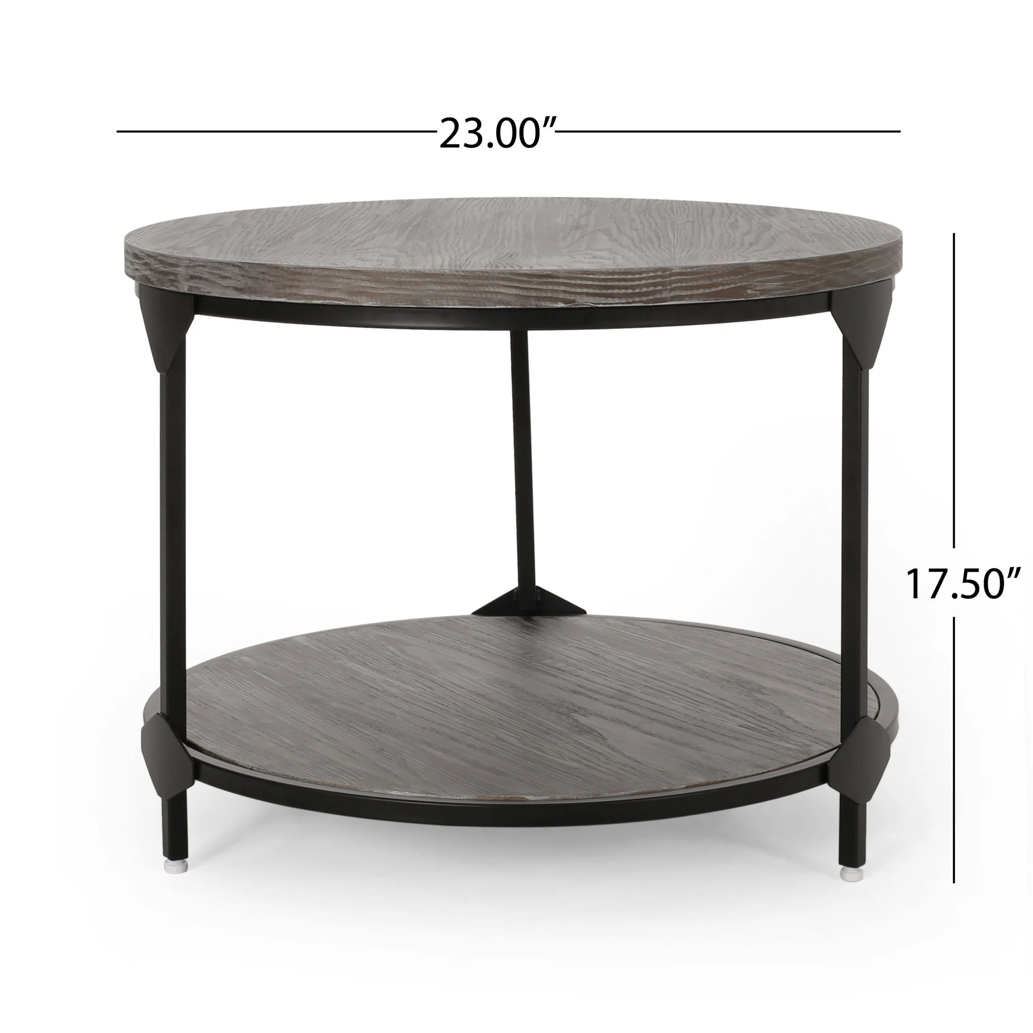 Coffee Table with Wood Patterned Tabletop and Iron Frame - Gray - Image 4