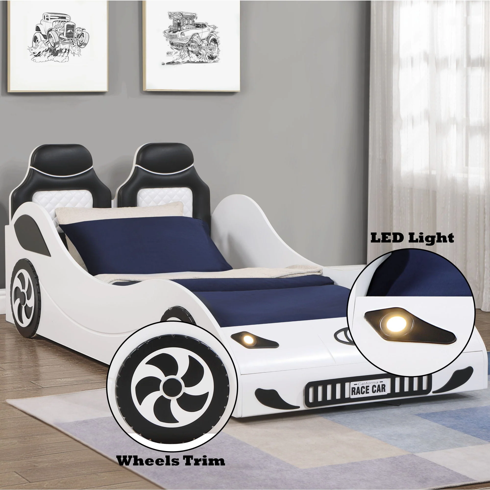 Colen - Twin Car Bed With LED - Image 5