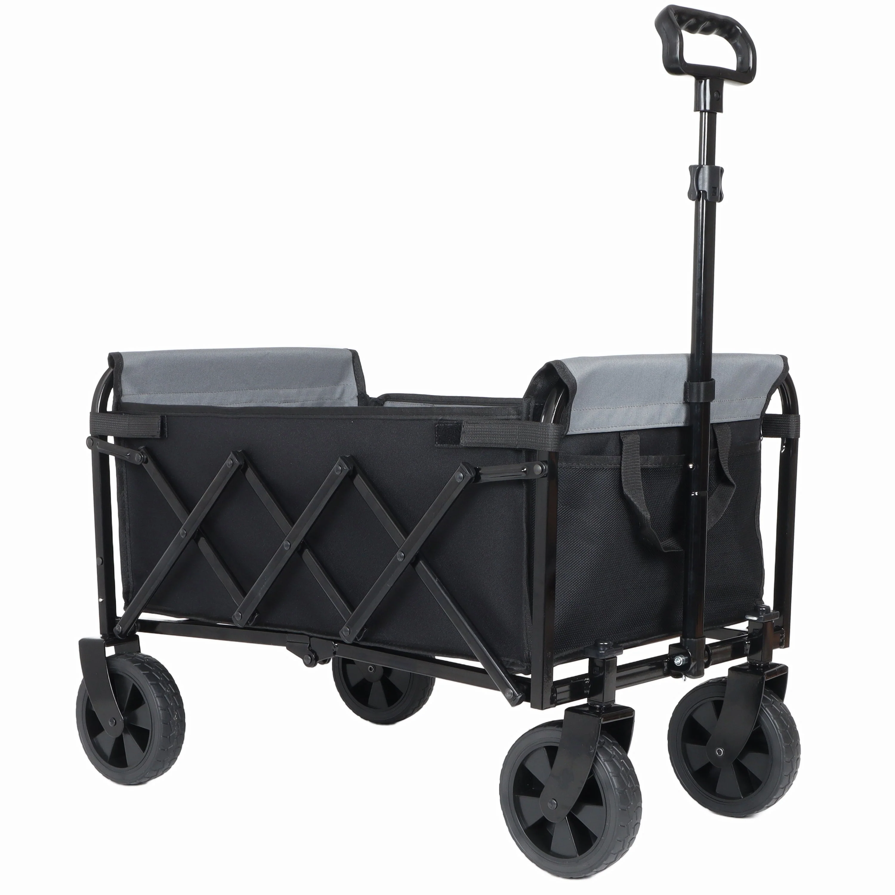 Collapsible Wagon with Wheels - 3 in 1 Lightweight Utility Camping Wagons Carts Foldable (Black) - Image 8