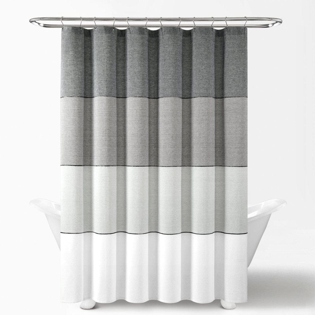 Color Block Ombre Yarn Dyed Recycled Cotton Blend Shower Curtain - Image 7