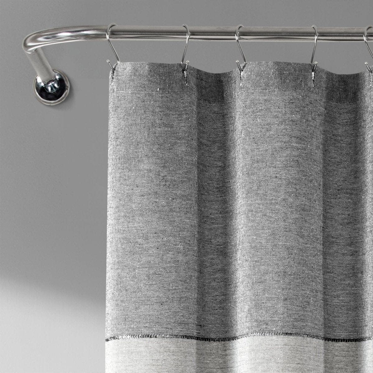 Color Block Ombre Yarn Dyed Recycled Cotton Blend Shower Curtain - Image 8