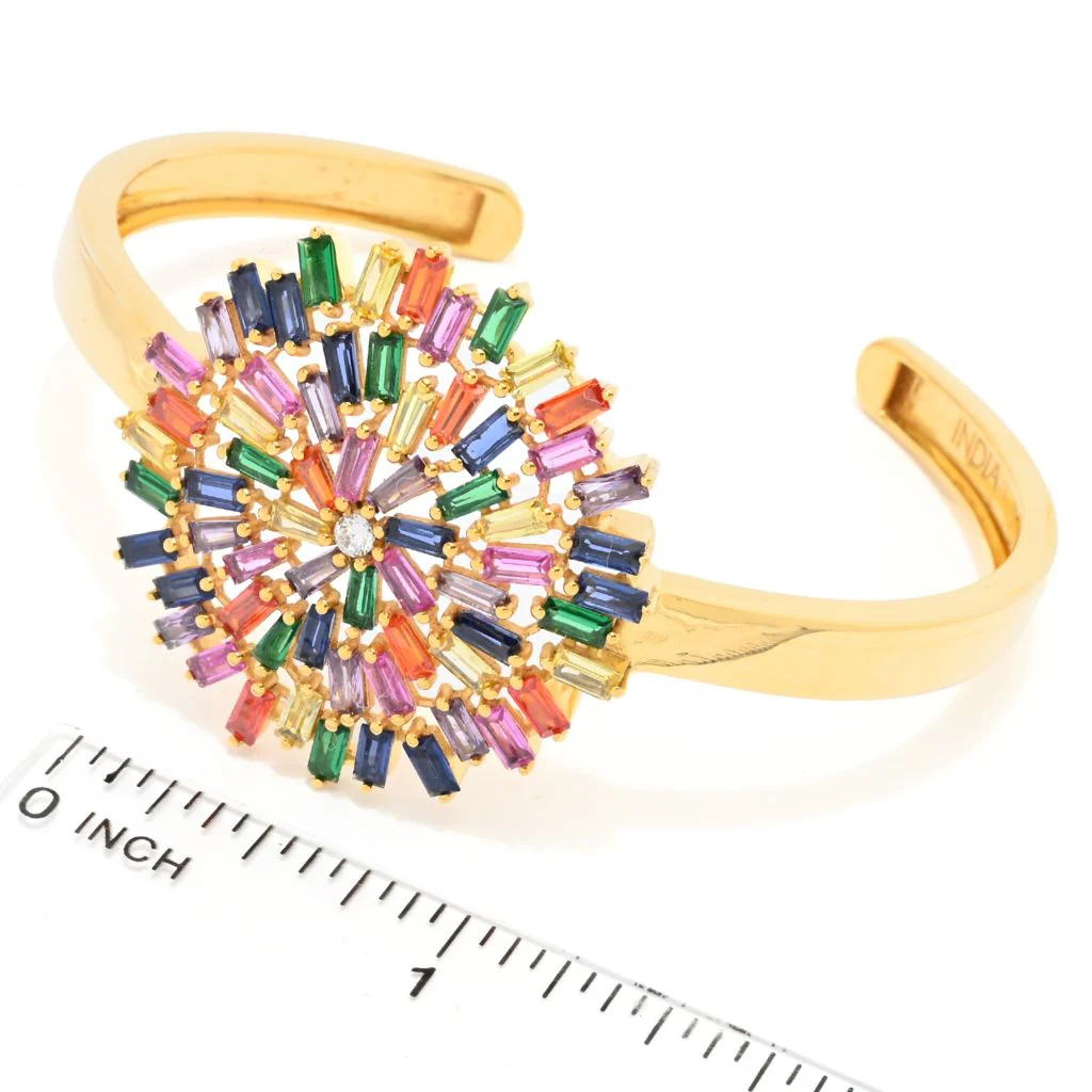 "Color Crush" 18.34 DEW Simulated Gemstone Cuff Bracelet - Image 2