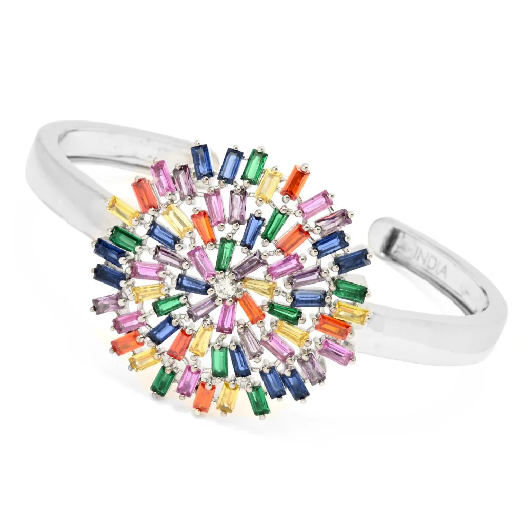 "Color Crush" 18.34 DEW Simulated Gemstone Cuff Bracelet - Image 3