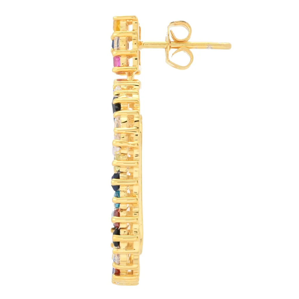 "Color Crush" Simulated Gem Baguette Open Drop Earrings - Image 2
