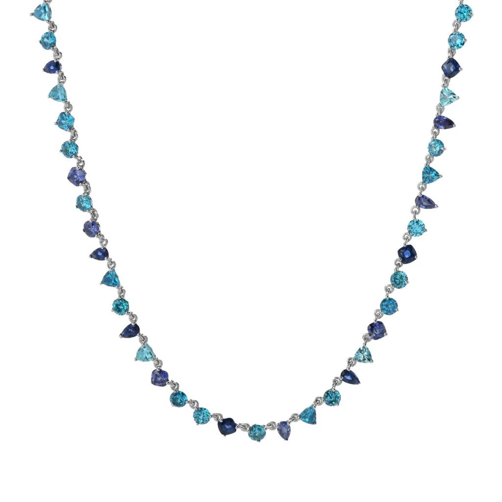 "Color Crush" Simulated Gemstone 18" Tennis Necklace - Image 4