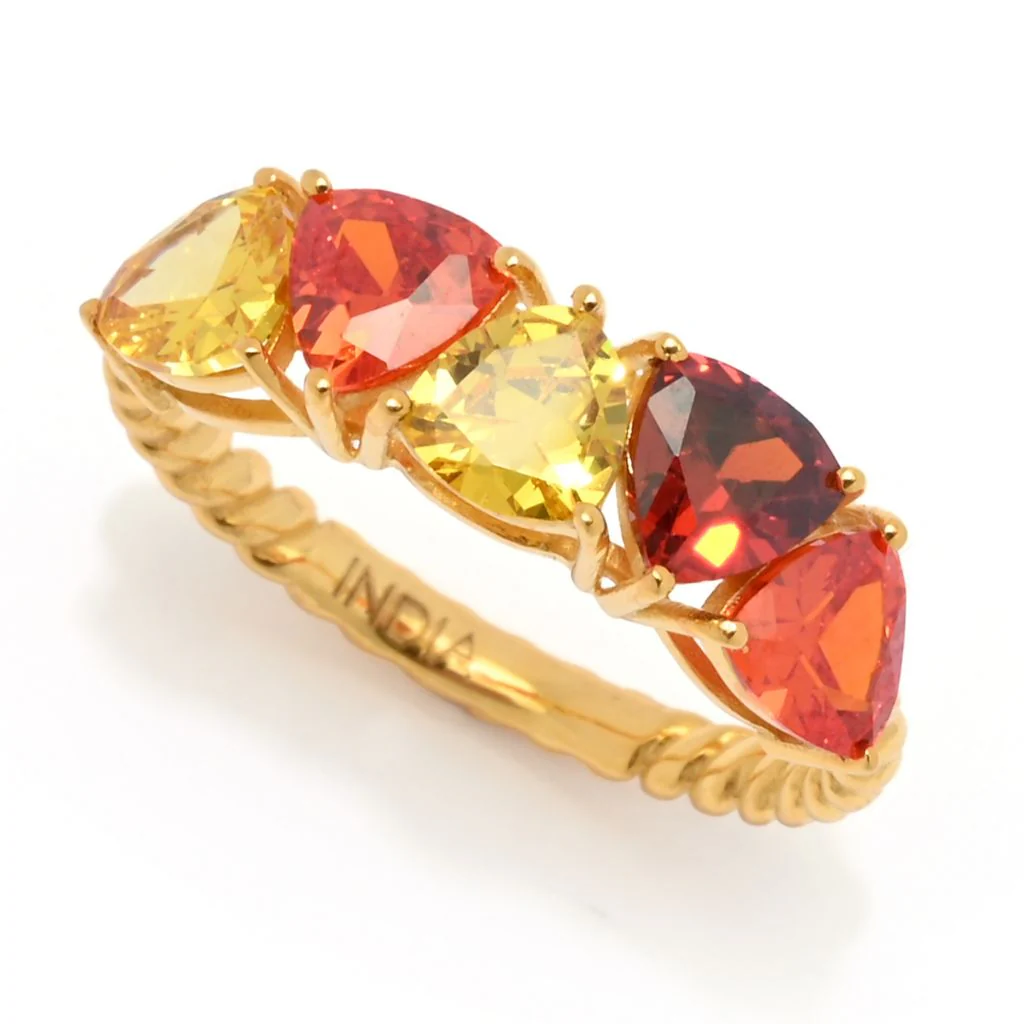 "Color Crush" Simulated Gemstone 5-Stone Twisted Stack Ring - Image 4