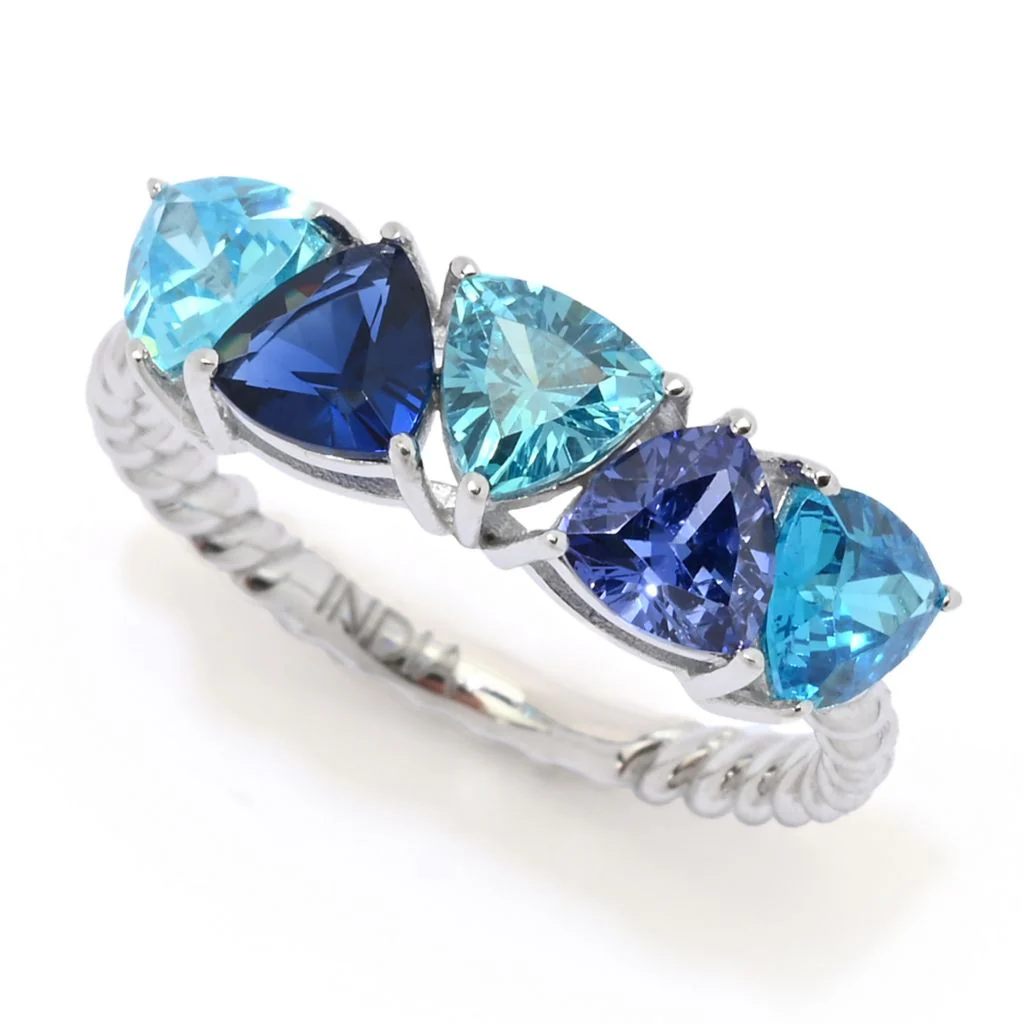 "Color Crush" Simulated Gemstone 5-Stone Twisted Stack Ring - Image 7