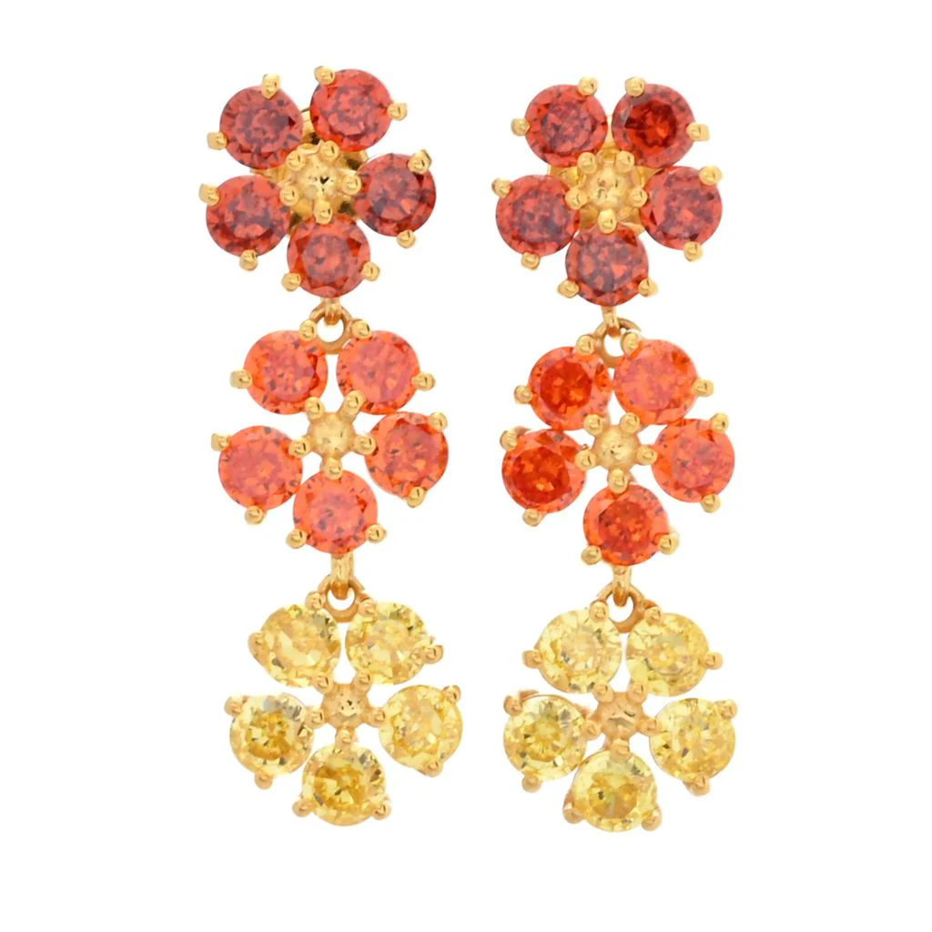 "Color Crush" Simulated Gemstone Flower Cluster Earrings - Image 3