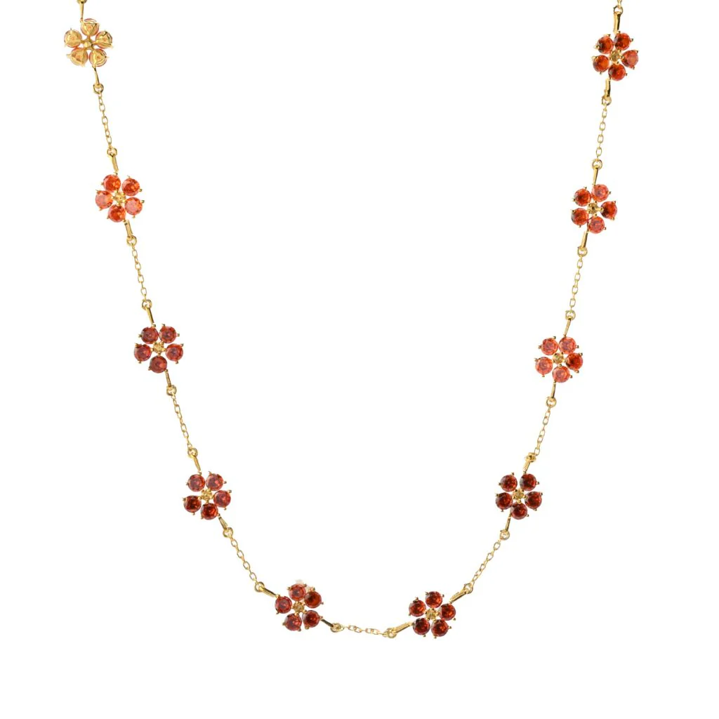 "Color Crush" Simulated Gemstone Flower Cluster Necklace - Image 3
