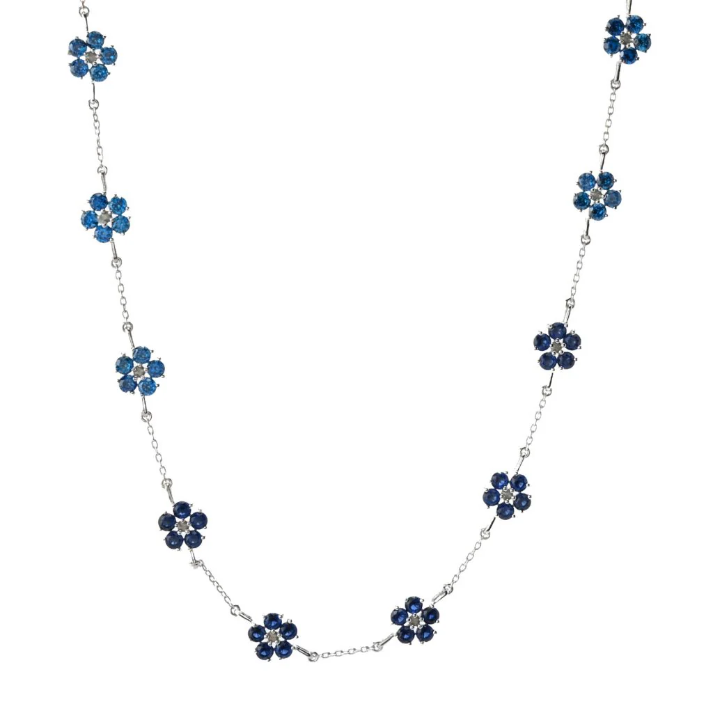 "Color Crush" Simulated Gemstone Flower Cluster Necklace - Image 4