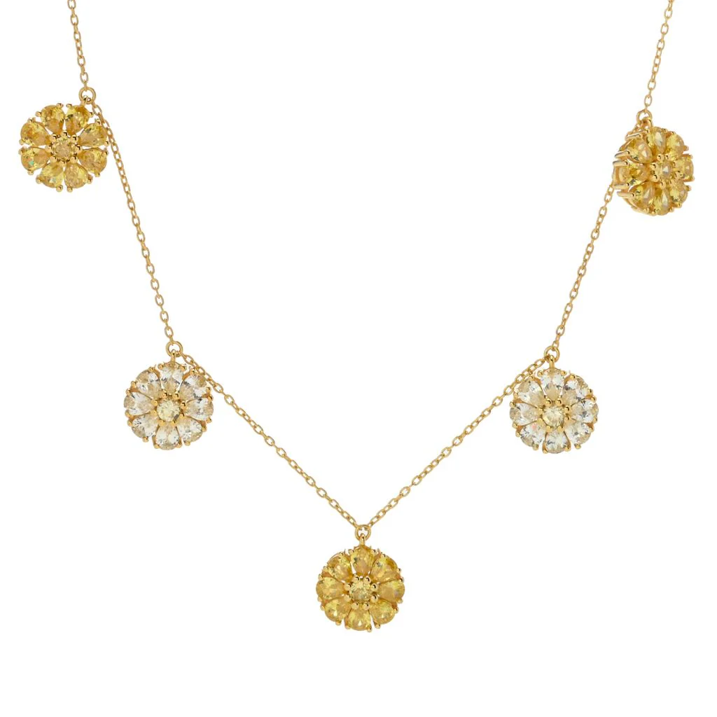 "Color Crush" Simulated Gemstone Pave Disc Charm Necklace - Image 3