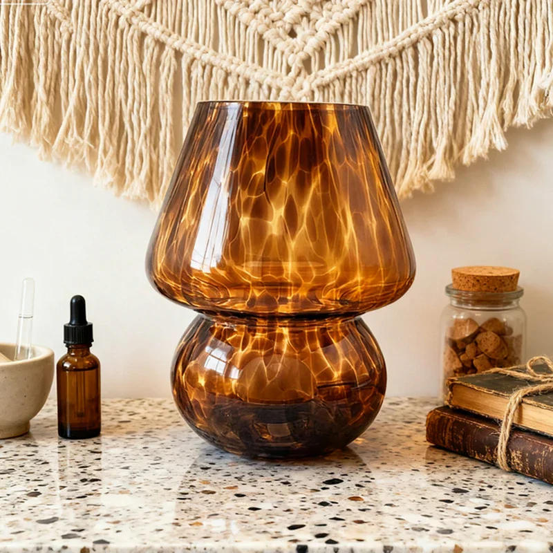 Colorful Glass Mushroom Table Lamp Girly Bedside Lamp Bedroom Decor Atmosphere Light - Image 2