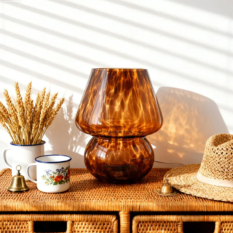 Colorful Glass Mushroom Table Lamp Girly Bedside Lamp Bedroom Decor Atmosphere Light - Image 4