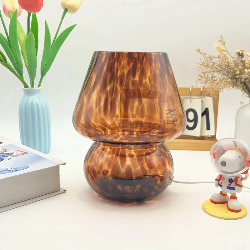 Colorful Glass Mushroom Table Lamp Girly Bedside Lamp Bedroom Decor Atmosphere Light - Image 7
