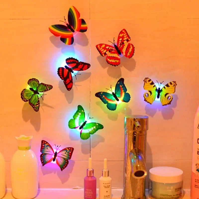 Colorful LED Butterfly Wall Night Light Stickable Glowing Decorative Home Lamp - Image 3