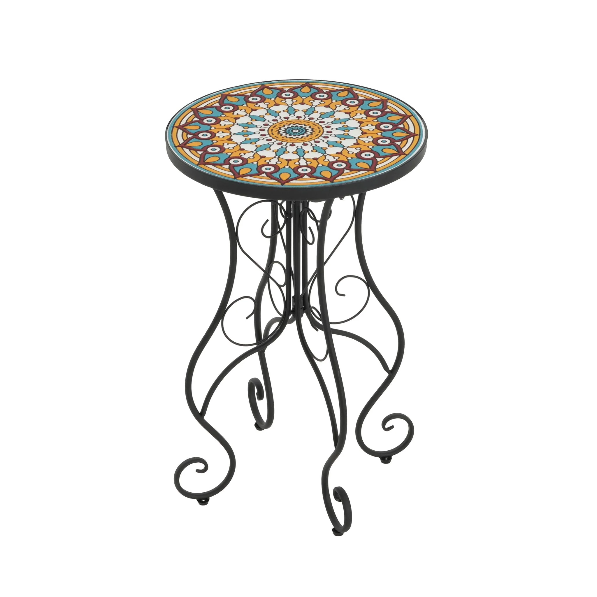 Colorful Outdoor Side Table With Ceramic Tile Top - Image 2