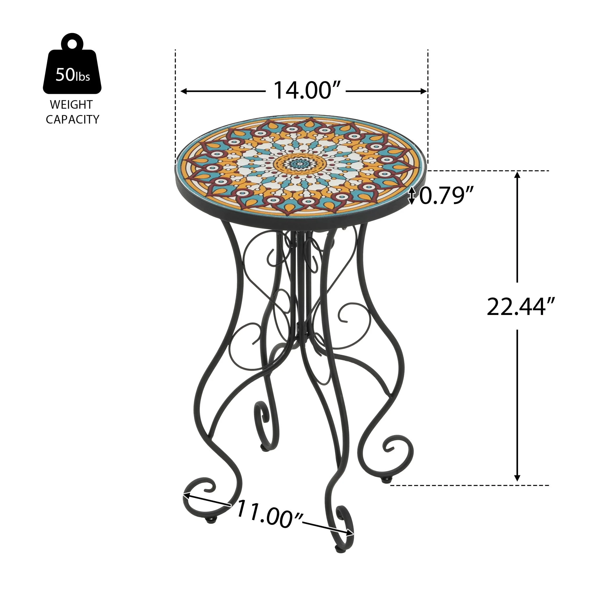 Colorful Outdoor Side Table With Ceramic Tile Top - Image 4
