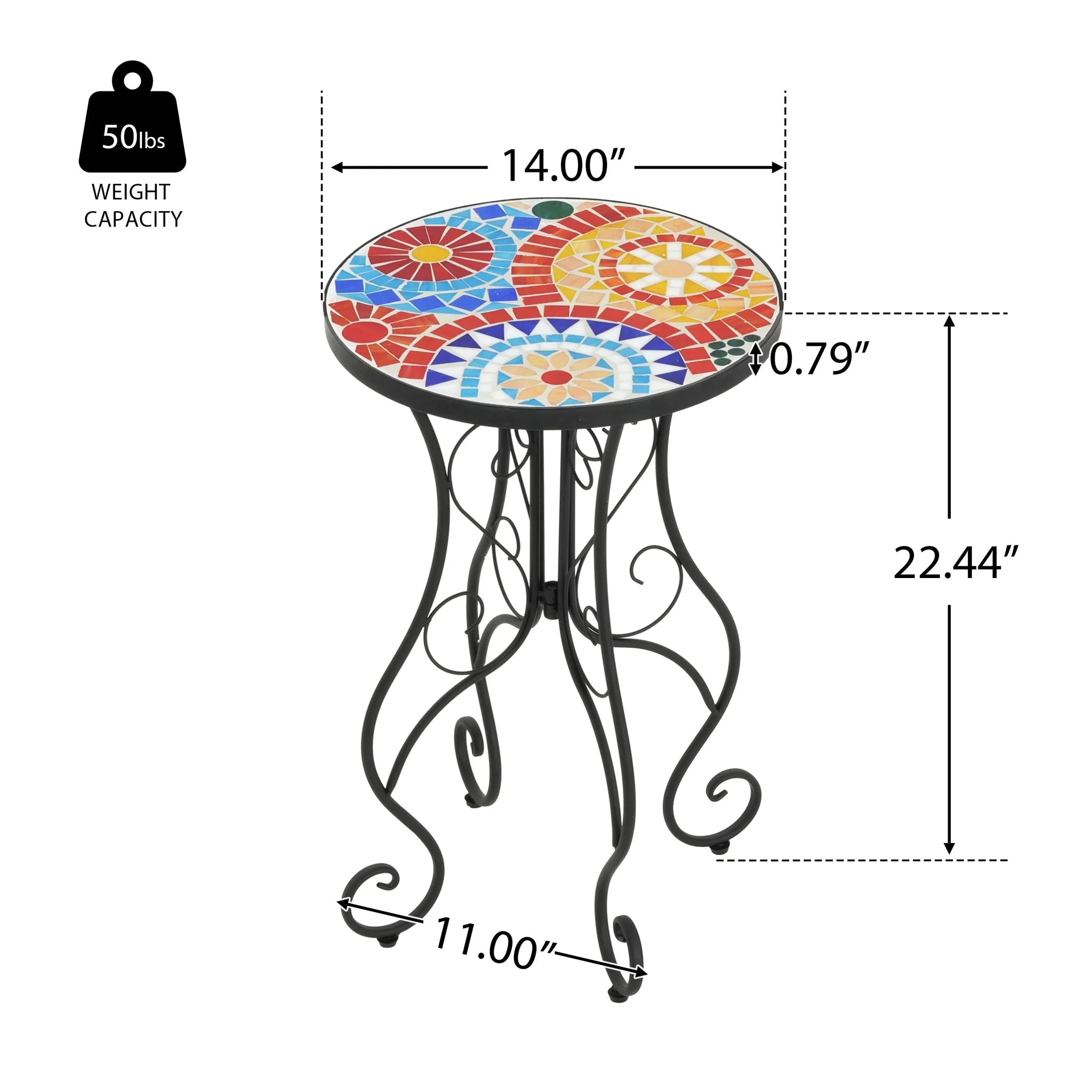 Colorful Outdoor Side Table With Ceramic Tile Top - Image 5