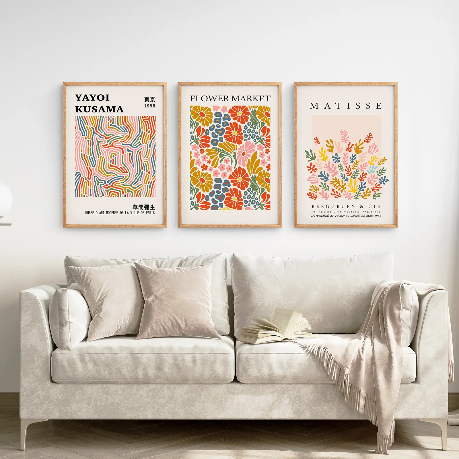 Colorful Wall Art Set of 3 Abstract Kusama Set - Image 6