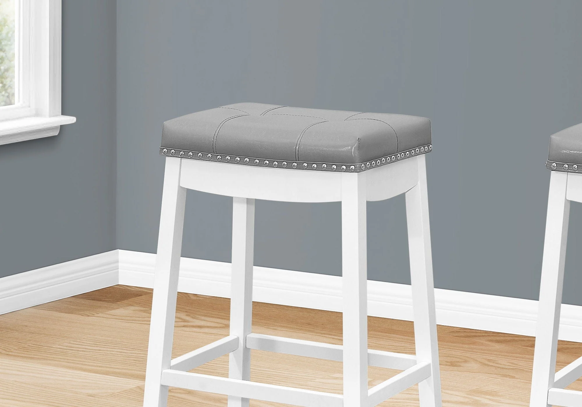 Comfortable Bar Stool, Bar Height, Saddle Seat, Transitional (Set of 2) - Image 4