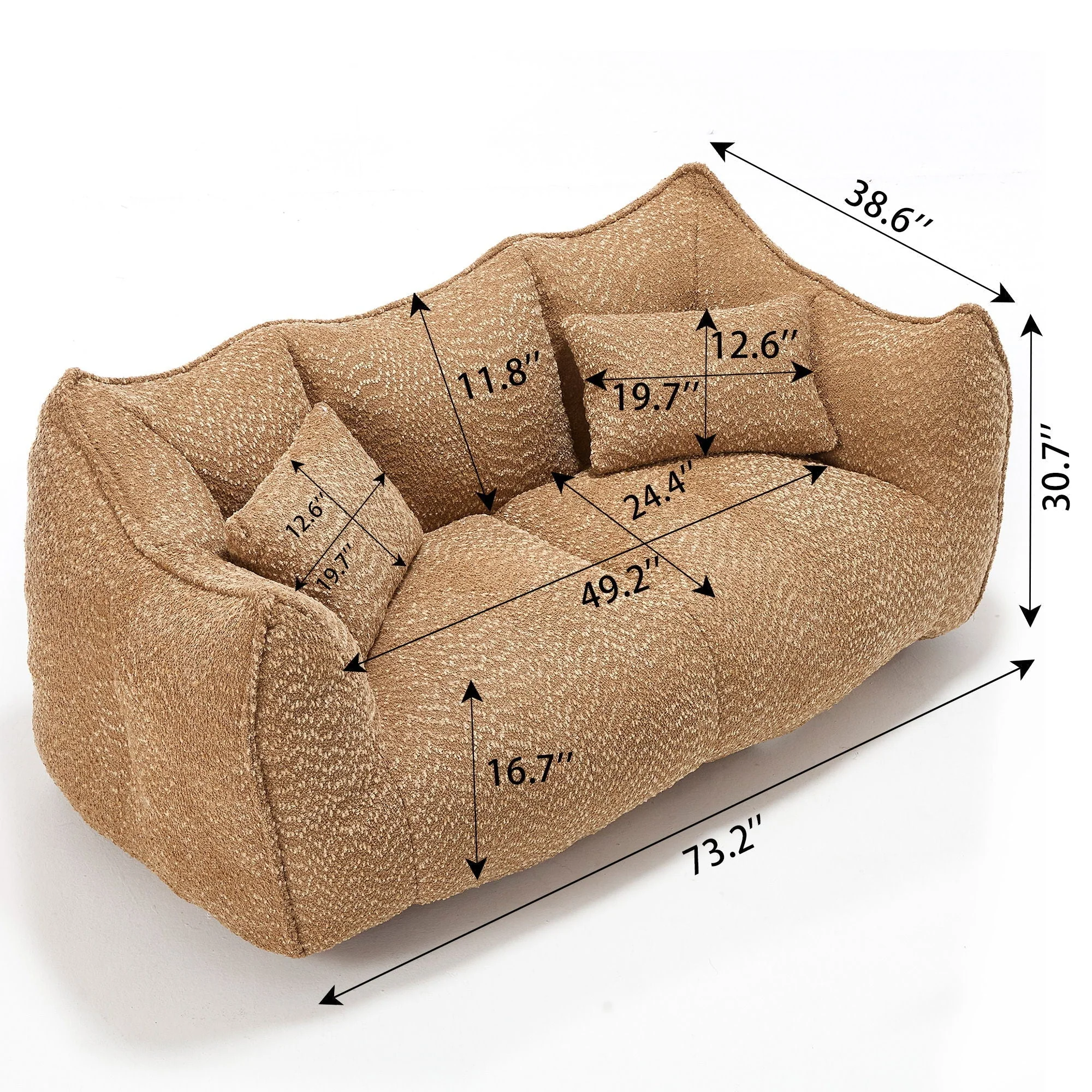 Comfortable Dual Beanbag Chair With High Resilience Foam Core For 2 People - Image 19