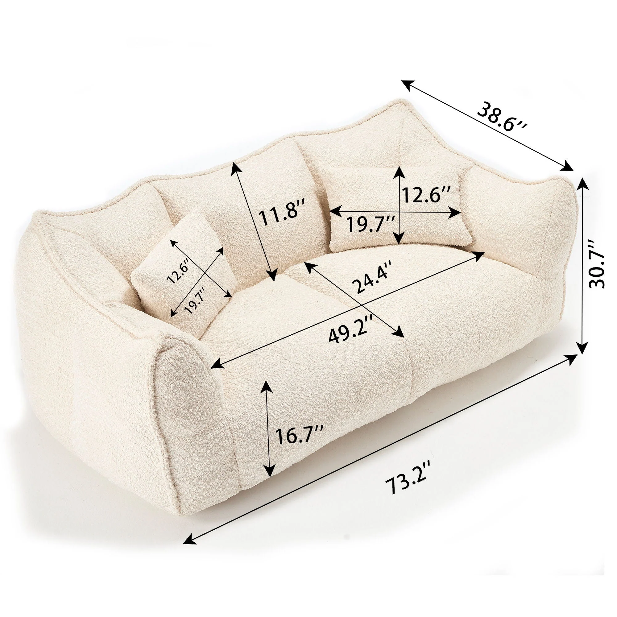 Comfortable Dual Beanbag Chair With High Resilience Foam Core For 2 People - Image 22