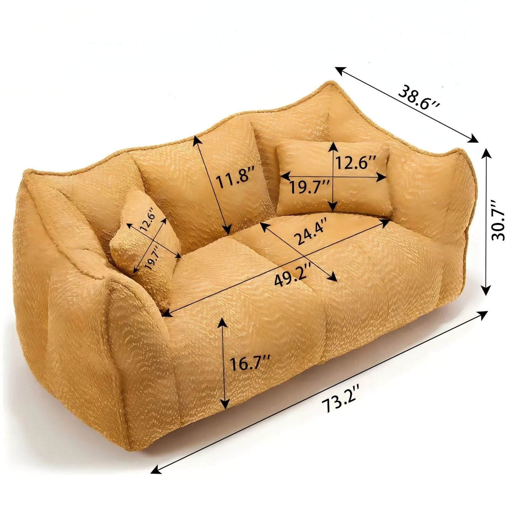 Comfortable Dual Beanbag Chair With High Resilience Foam Core For 2 People - Image 7