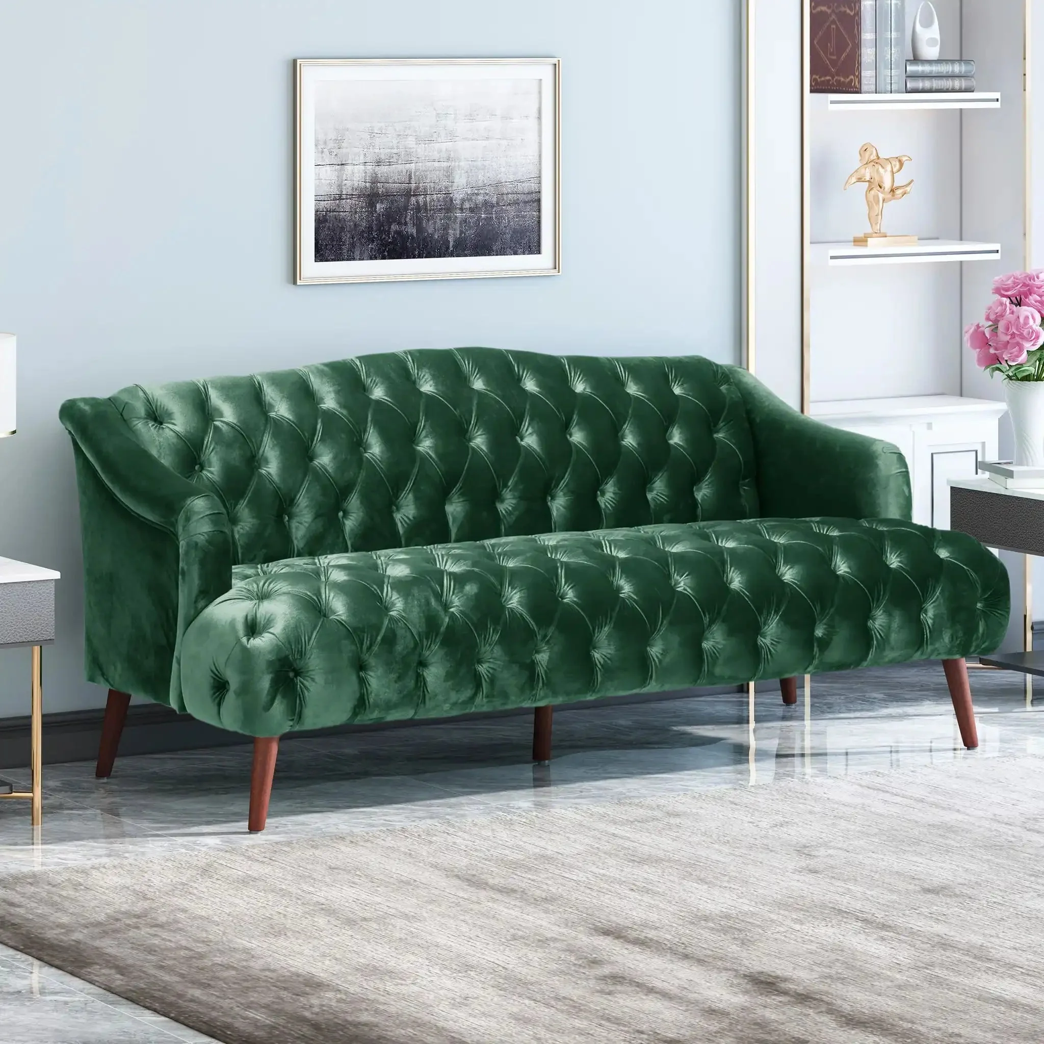 Comfy 3 Seat Sofa With Wooden Legs, For Living Room And Study - Image 11