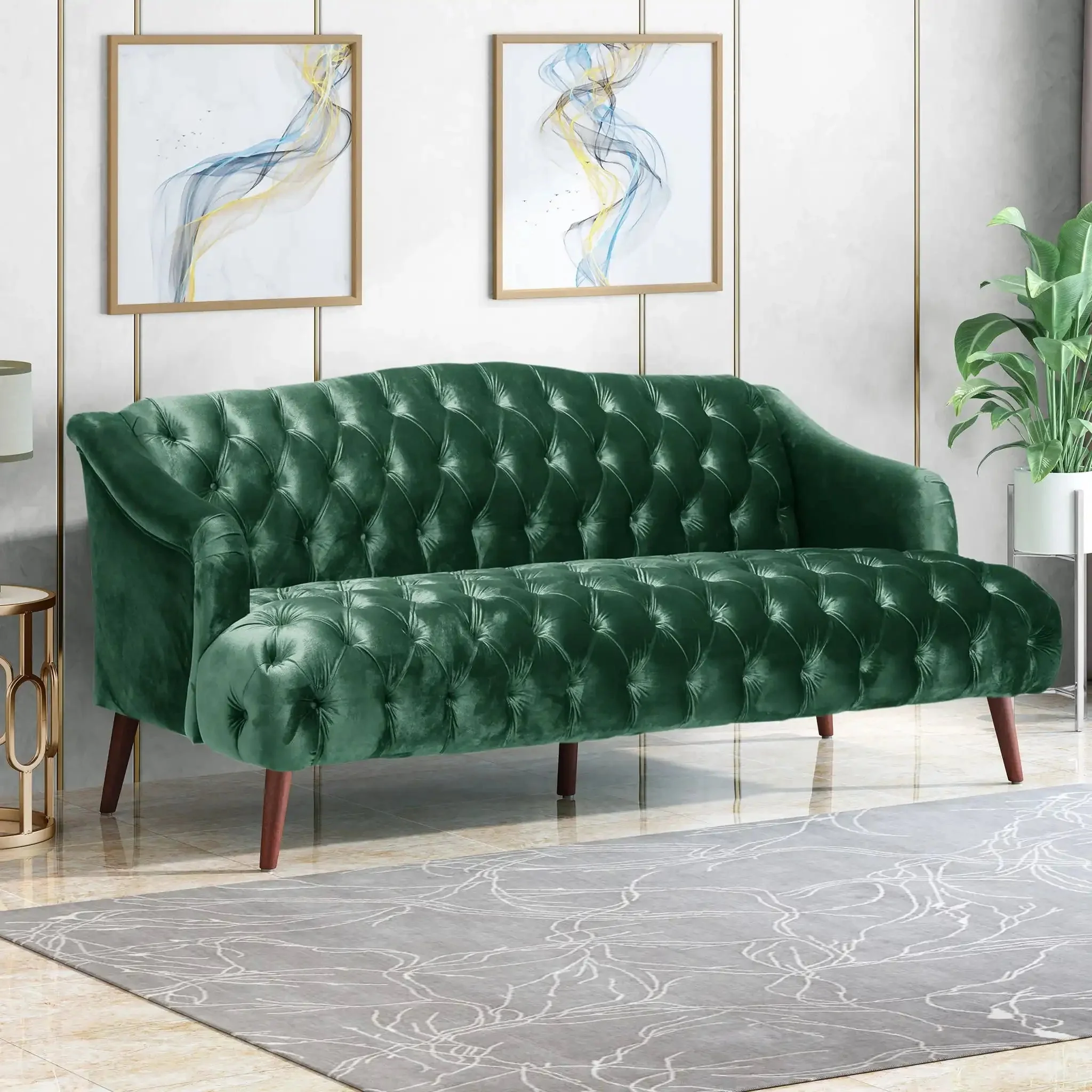 Comfy 3 Seat Sofa With Wooden Legs, For Living Room And Study - Image 5