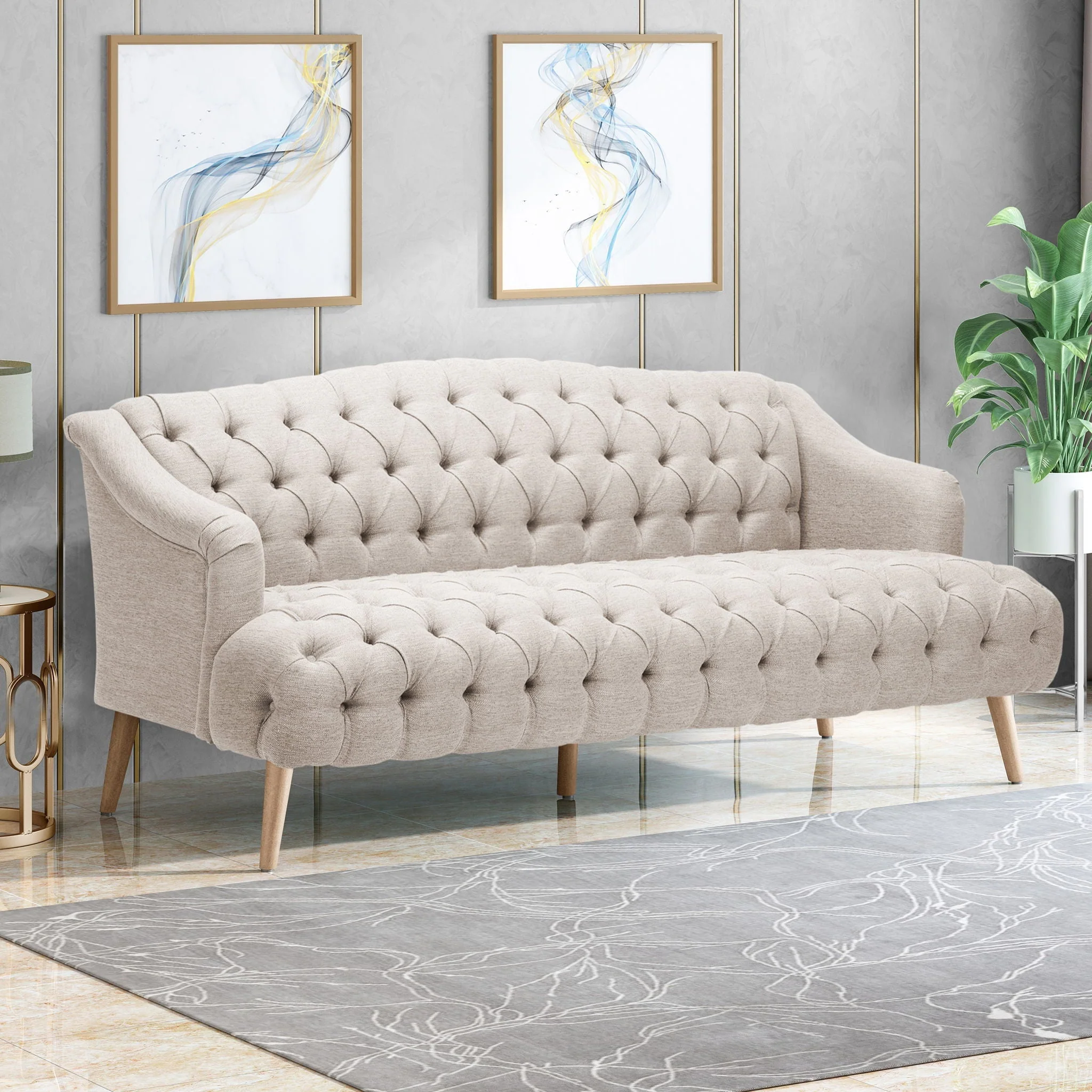 Comfy 3 Seat Sofa With Wooden Legs, For Living Room And Study - Image 6