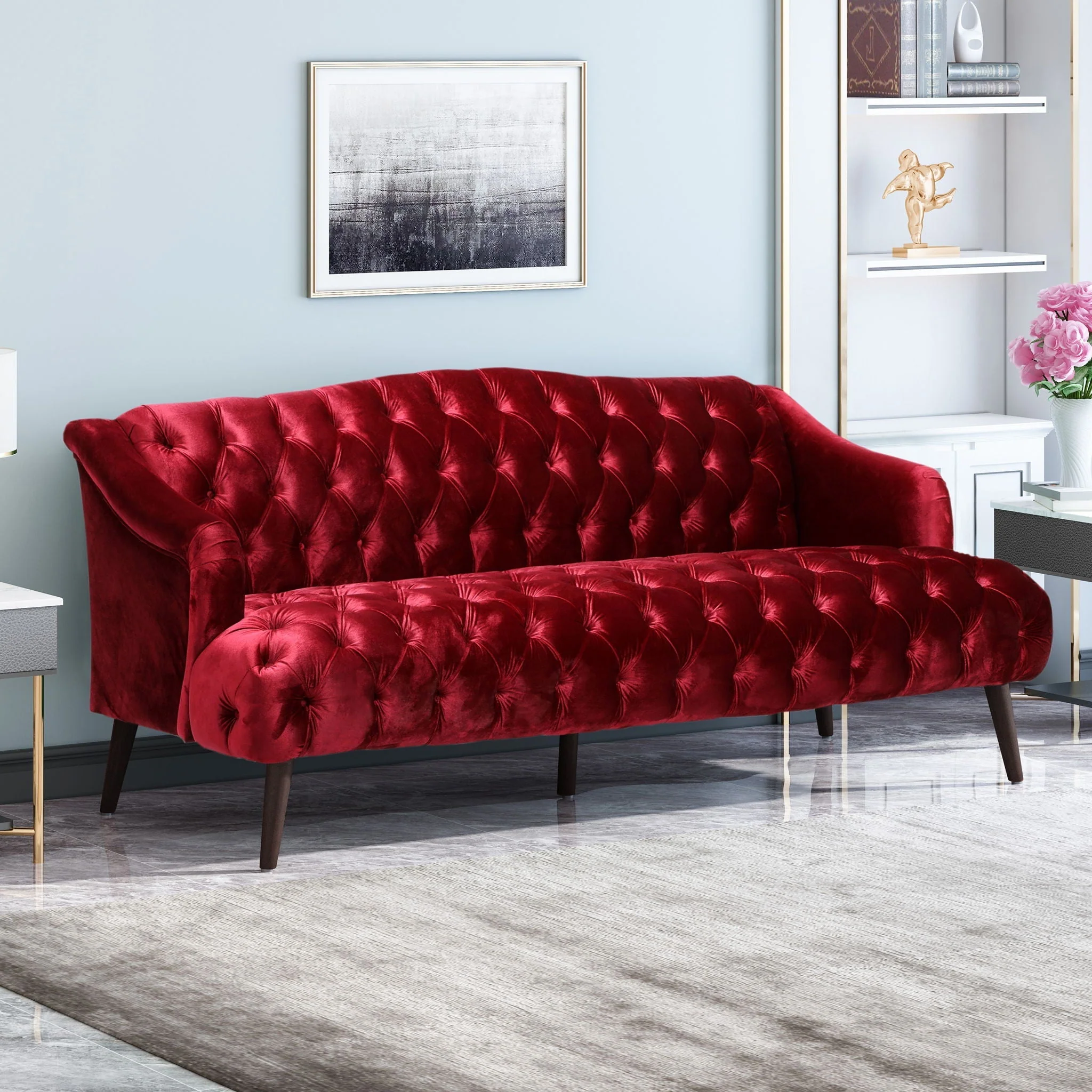 Comfy 3 Seat Sofa With Wooden Legs, For Living Room And Study - Image 8
