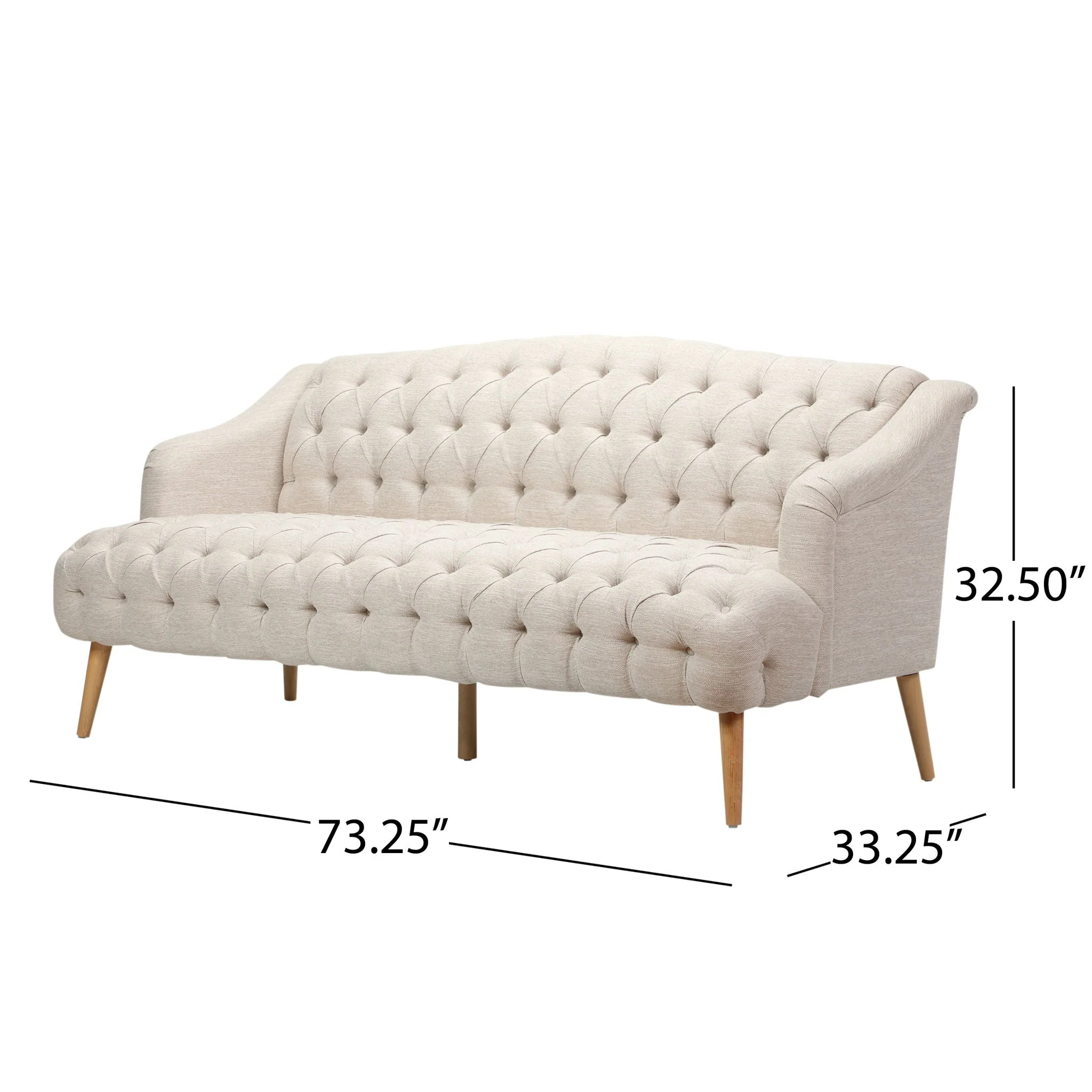 Comfy 3 Seat Sofa With Wooden Legs, For Living Room And Study - Image 9