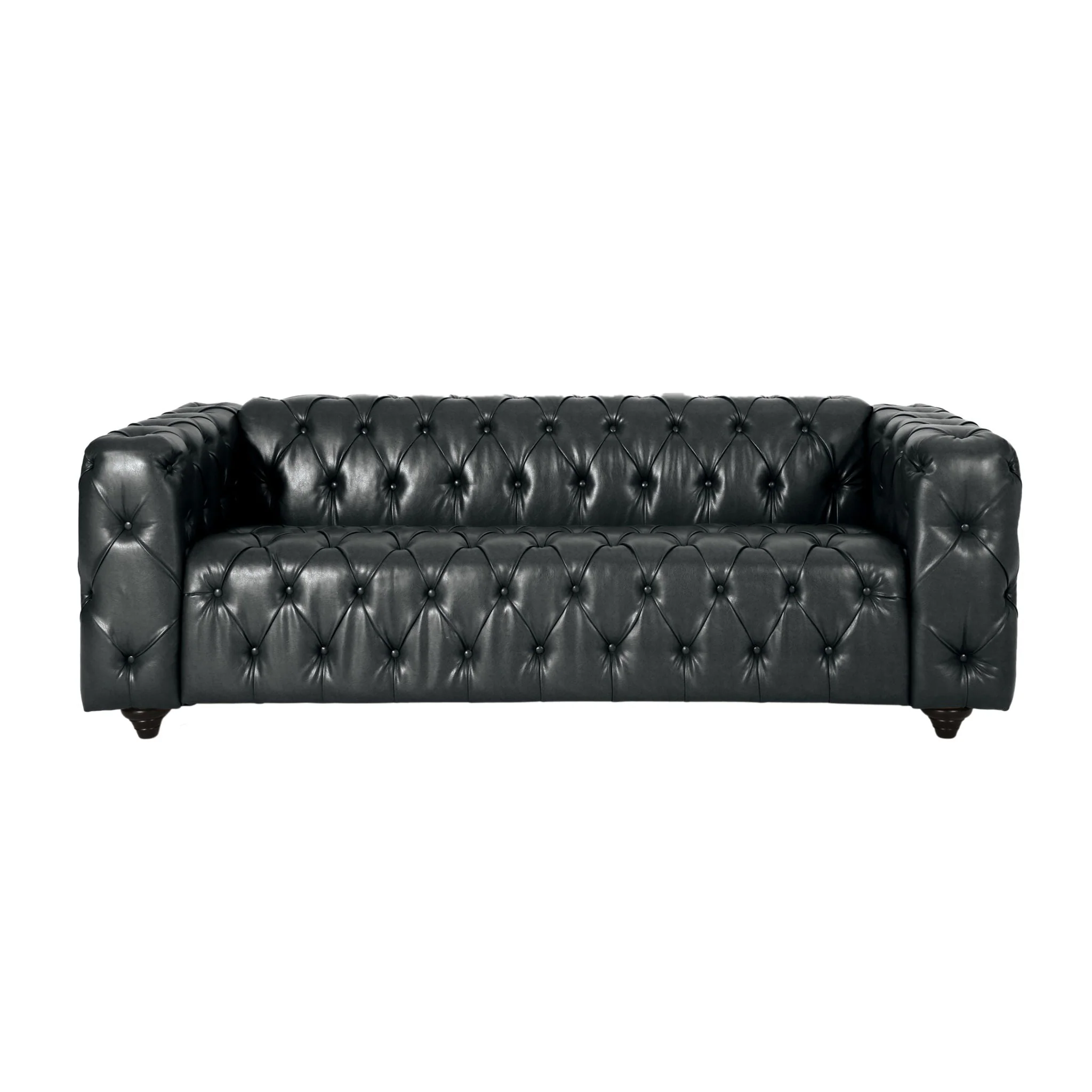 Comfy 3 Seat Sofa with Wooden Legs for Living Room and Study - Black - Image 4