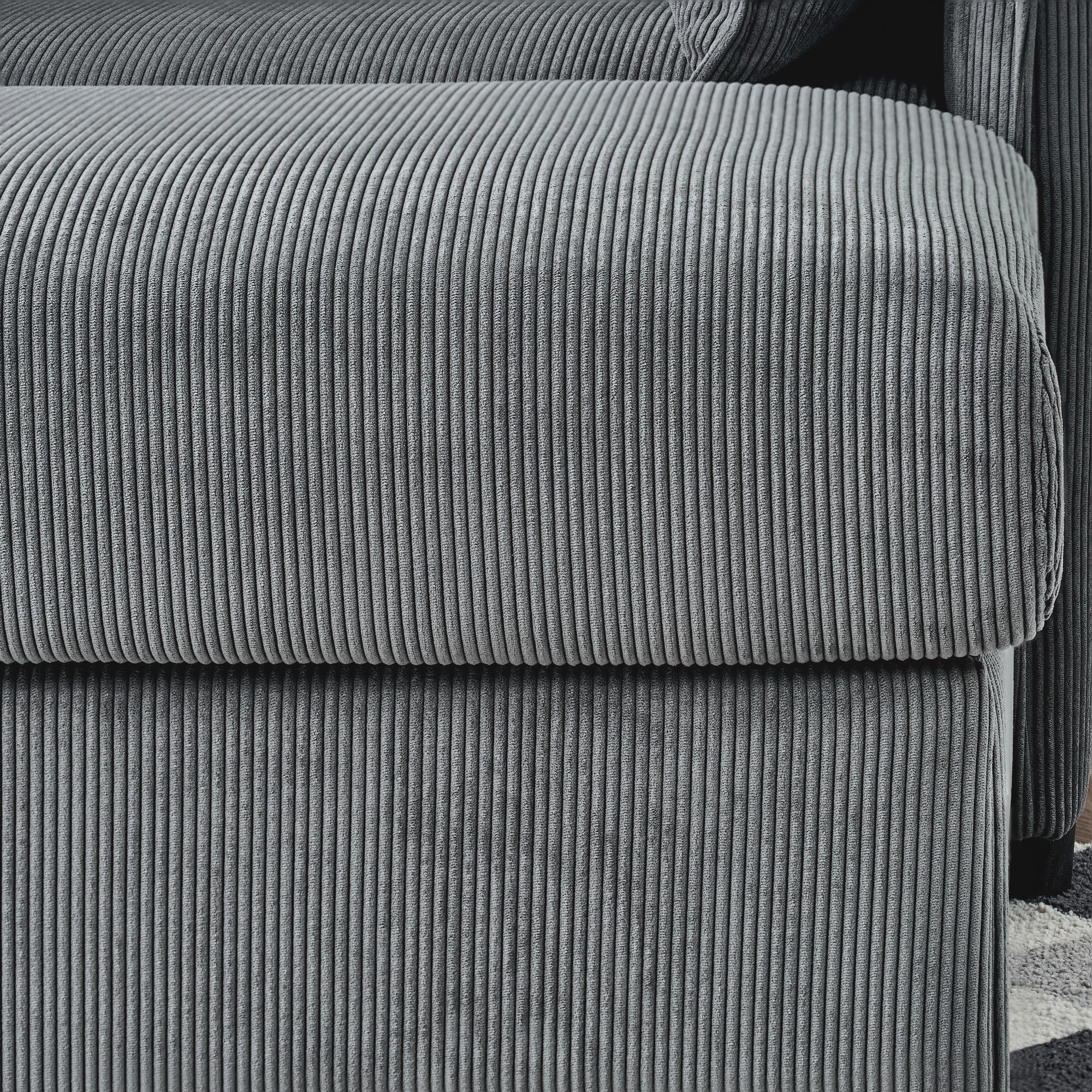 Comfy Corduroy Oversized Chaise Lounge Chair with Ottoman and Storage - Image 15