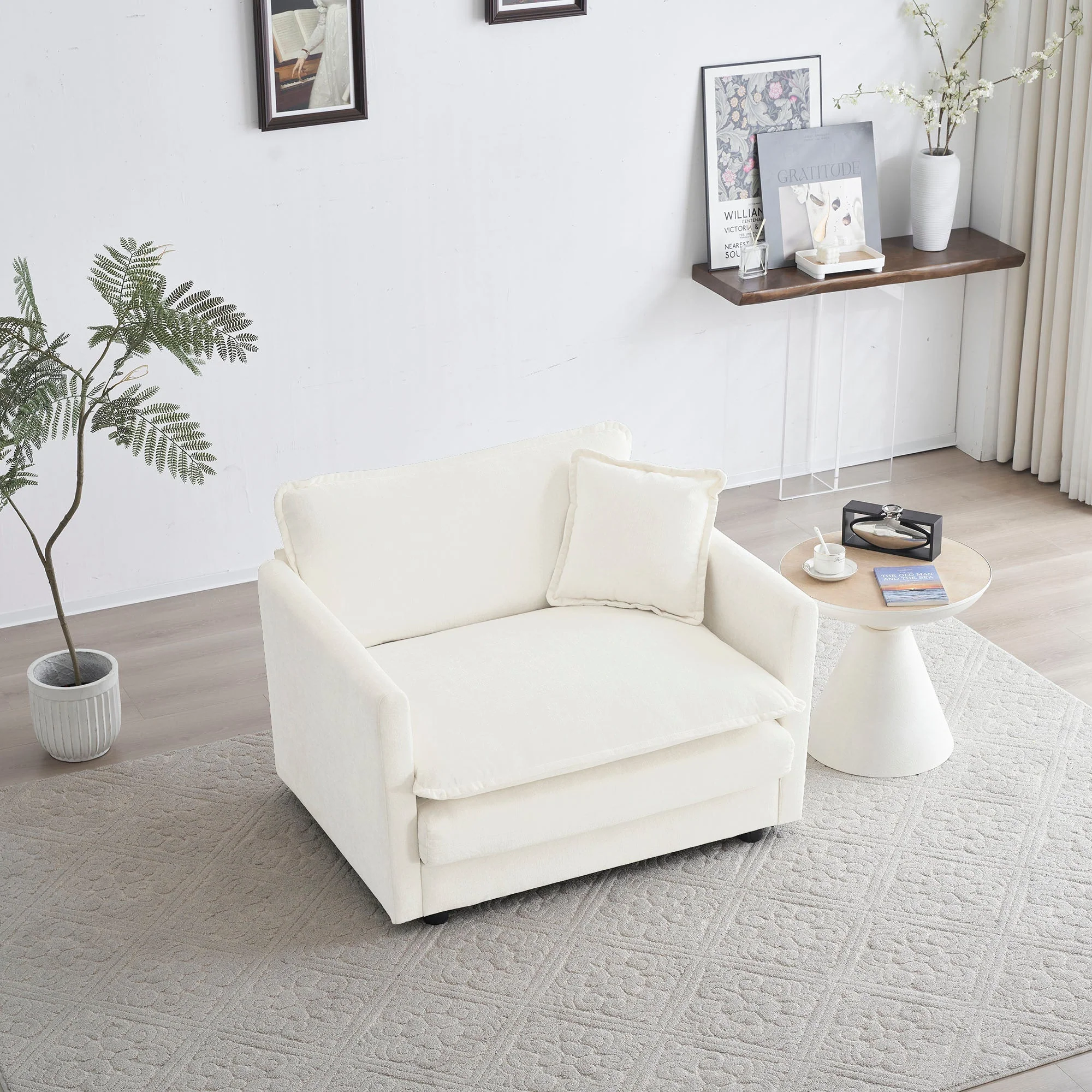 Comfy Deep Single Seat Sofa Upholstered Reading Armchair - Image 2