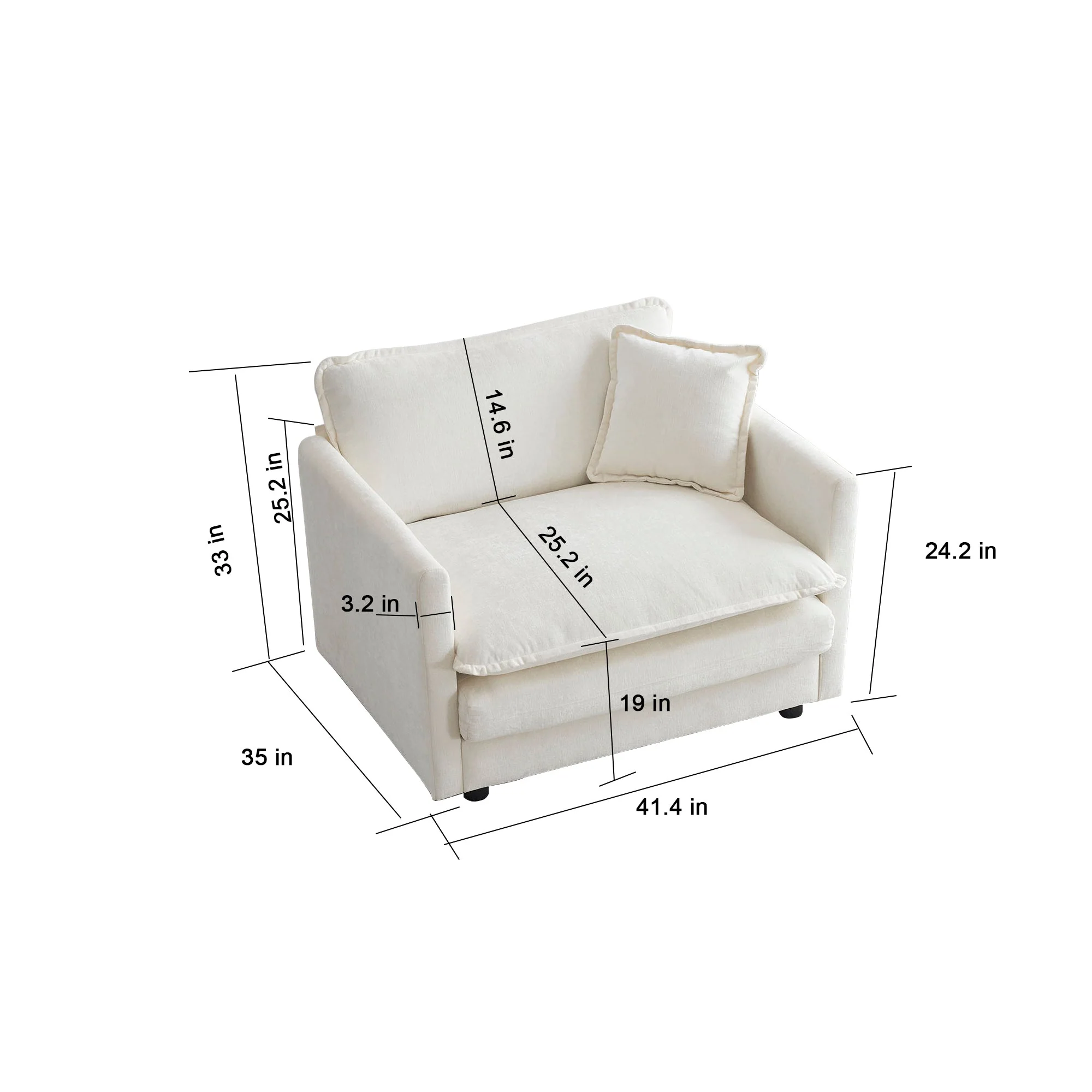Comfy Deep Single Seat Sofa Upholstered Reading Armchair - Image 9