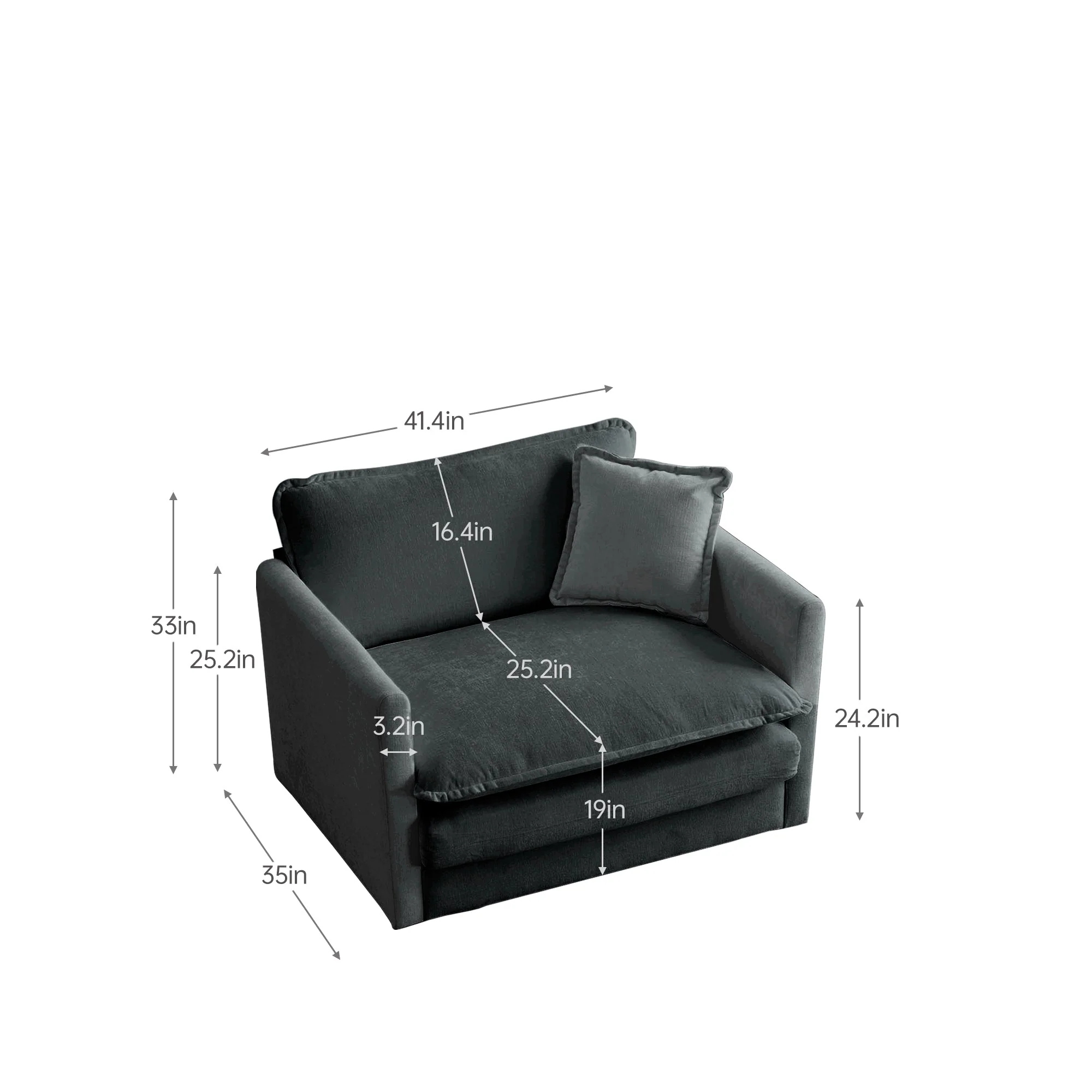 Comfy Deep Single Seat Sofa Upholstered Reading Armchair - Image 3