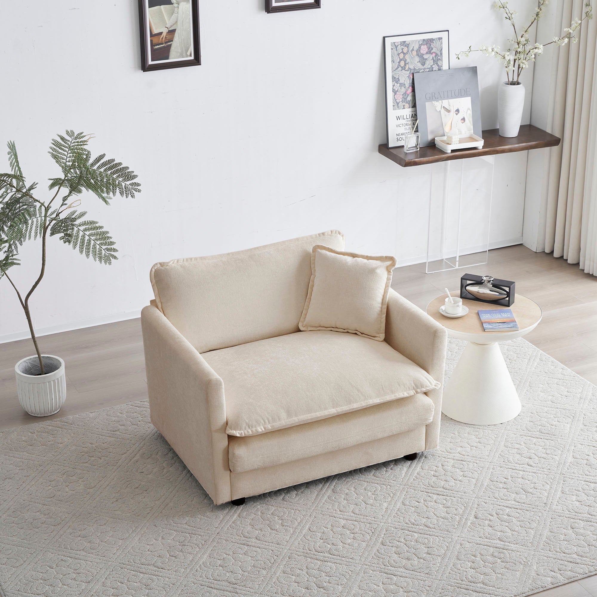 Comfy Deep Single Seat Sofa Upholstered Reading Armchair - Image 2