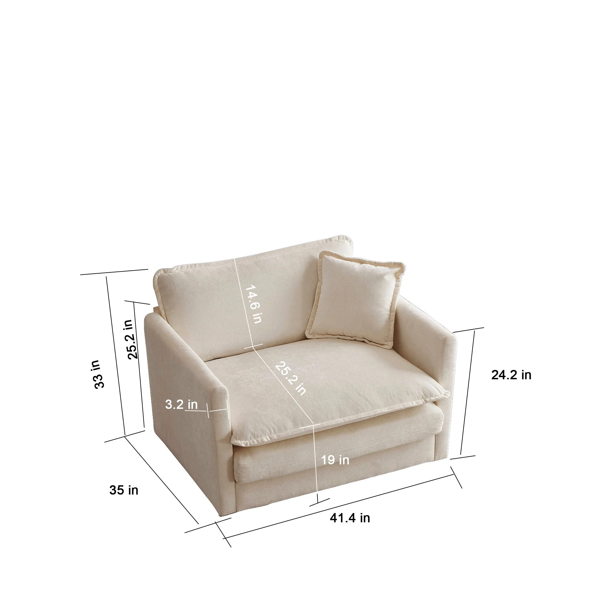 Comfy Deep Single Seat Sofa Upholstered Reading Armchair - Image 8