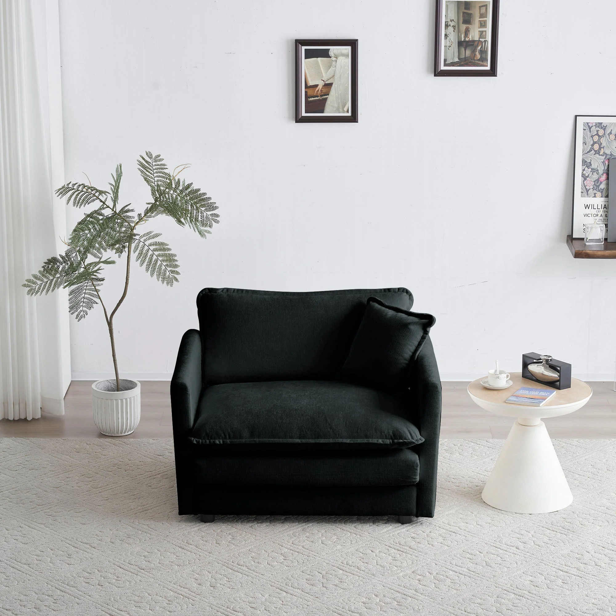 Comfy Deep Single Seat Sofa Upholstered Reading Armchair - Image 3