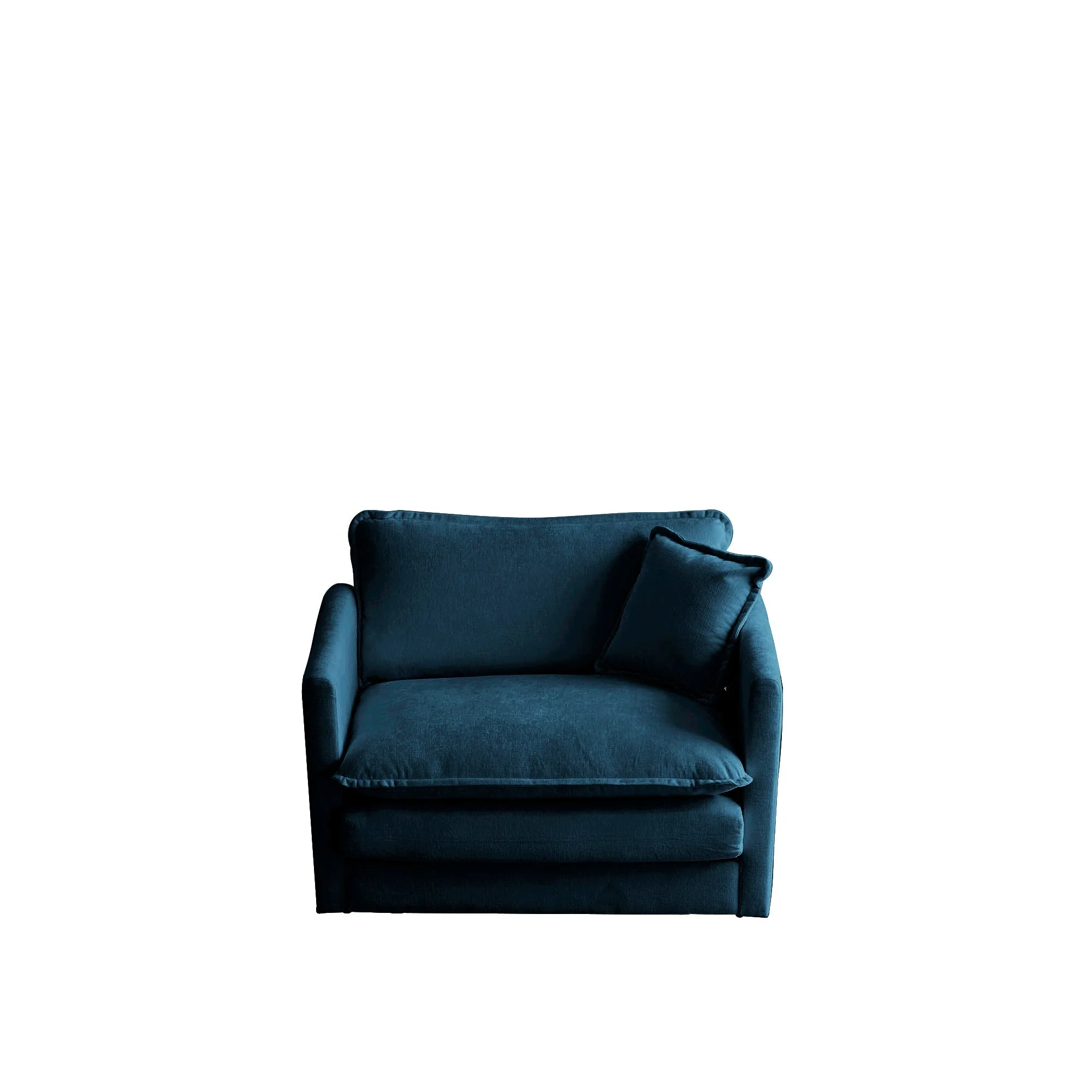 Comfy Deep Single Seat Sofa Upholstered Reading Armchair in Blue Chenille Fabric - Image 3