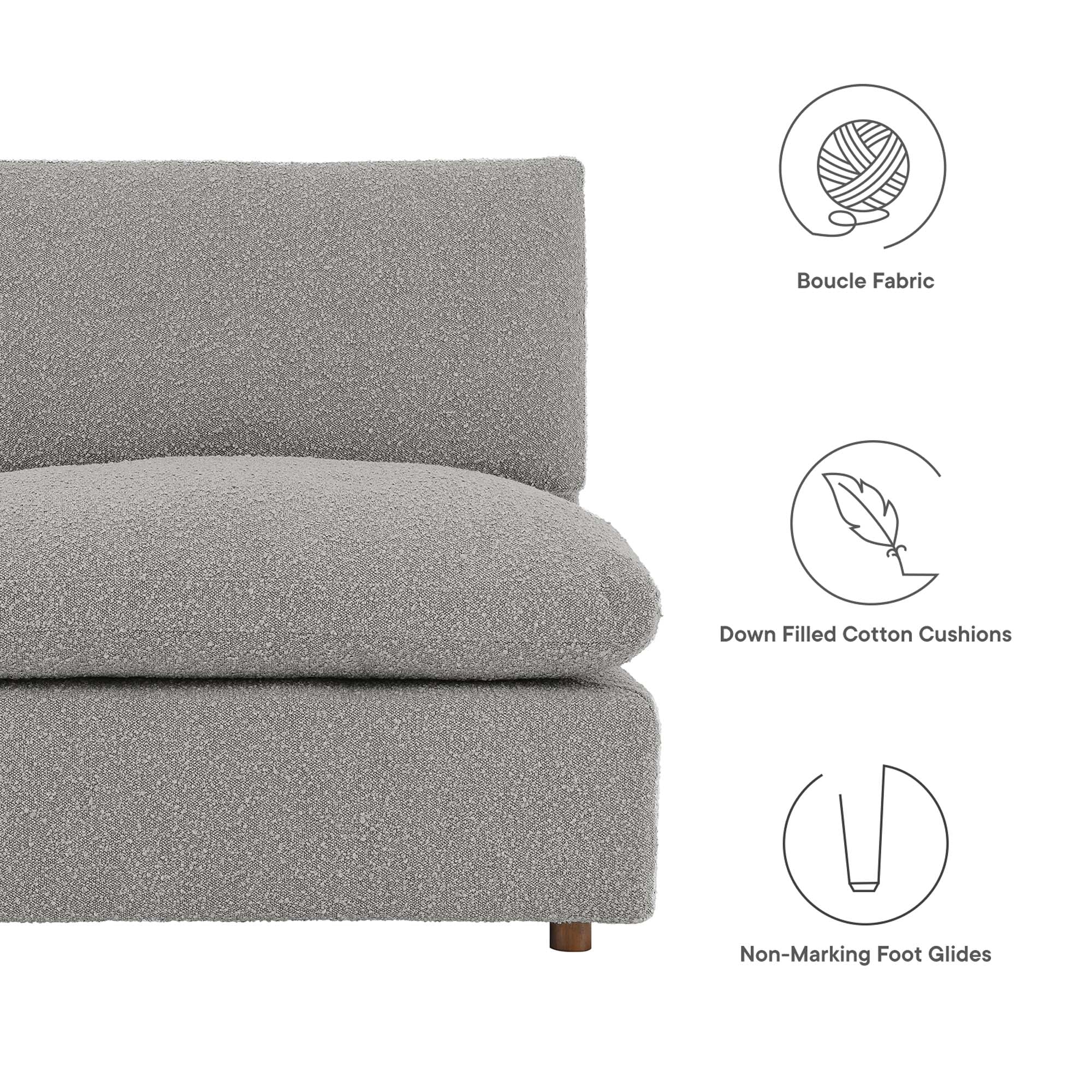 Commix Down Filled Overstuffed Boucle Fabric Armless Chair by Modway - Image 18