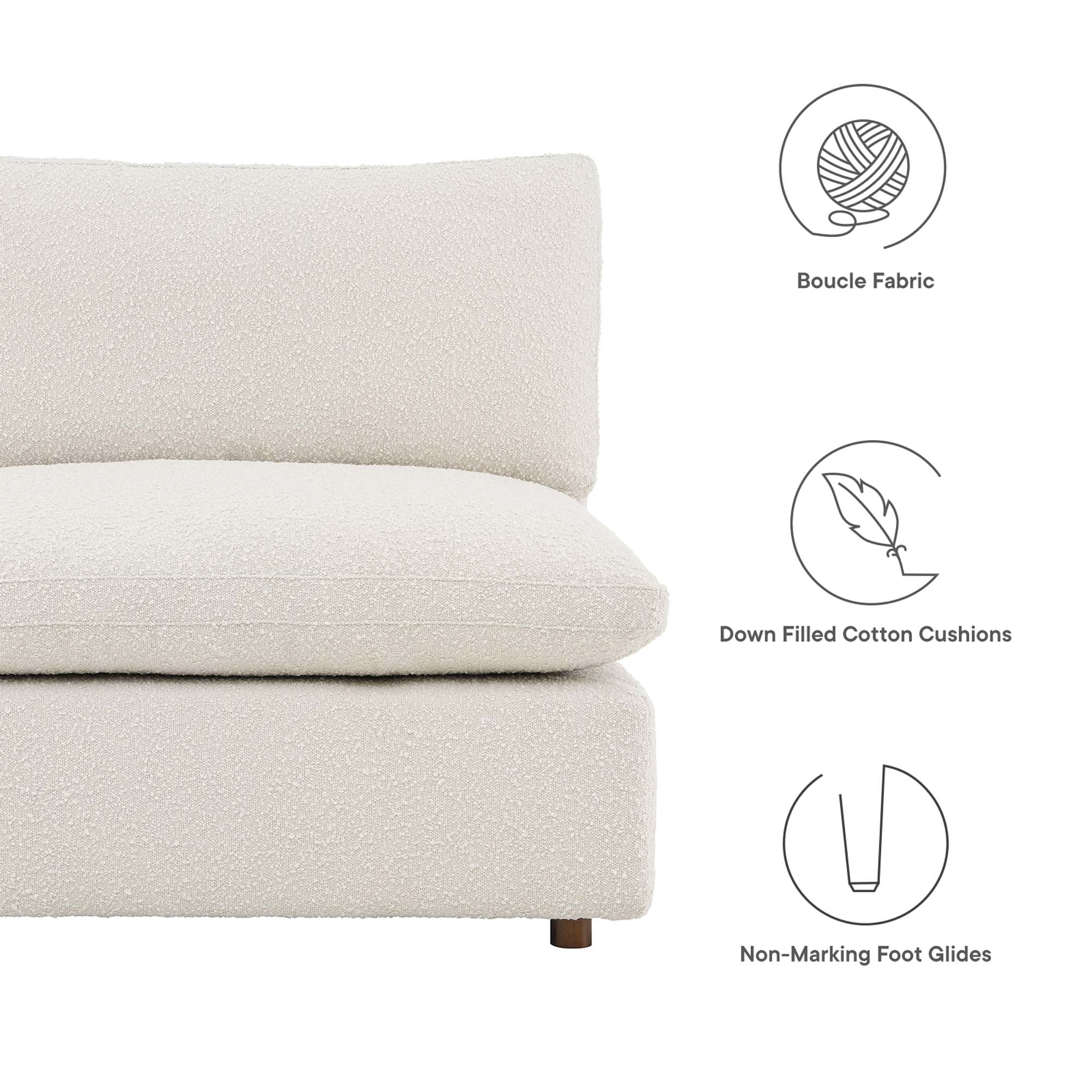 Commix Down Filled Overstuffed Boucle Fabric Armless Chair by Modway - Image 2