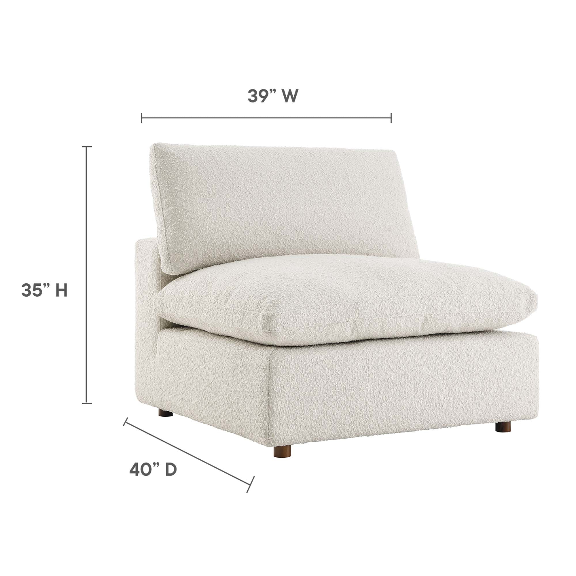 Commix Down Filled Overstuffed Boucle Fabric Armless Chair by Modway - Image 3